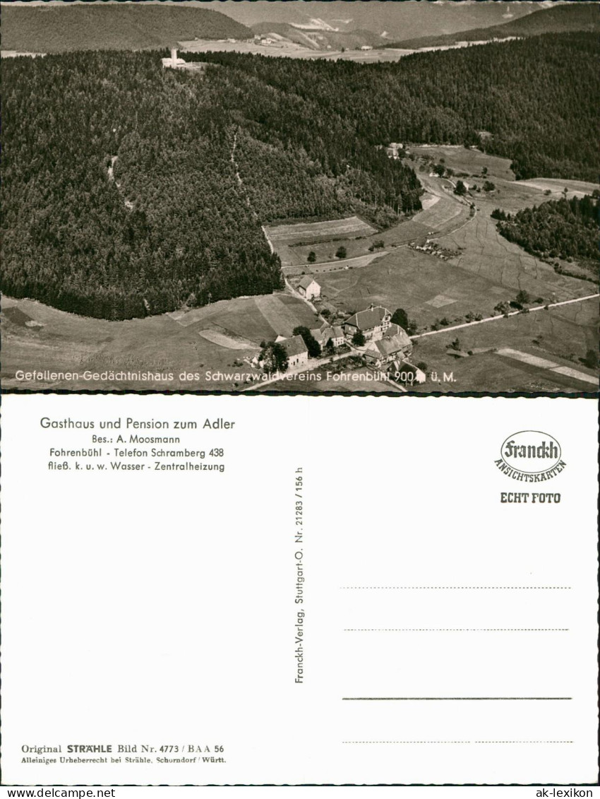 Fohrenbühl Luftbild Gefallenen-Gedächtnishaus Schwarzwald  Gasthof Adler 1962 - Autres & Non Classés