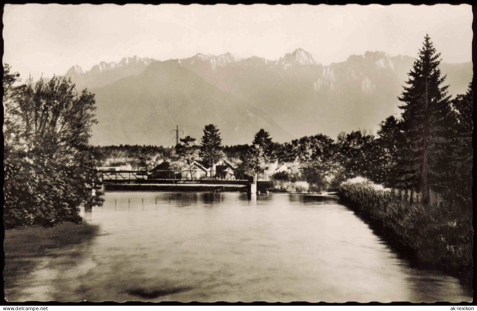 Bad Aibling Panorama-Ansicht Mit Mangfall Brücke U. Kaisergebirge 1960 - Otros & Sin Clasificación