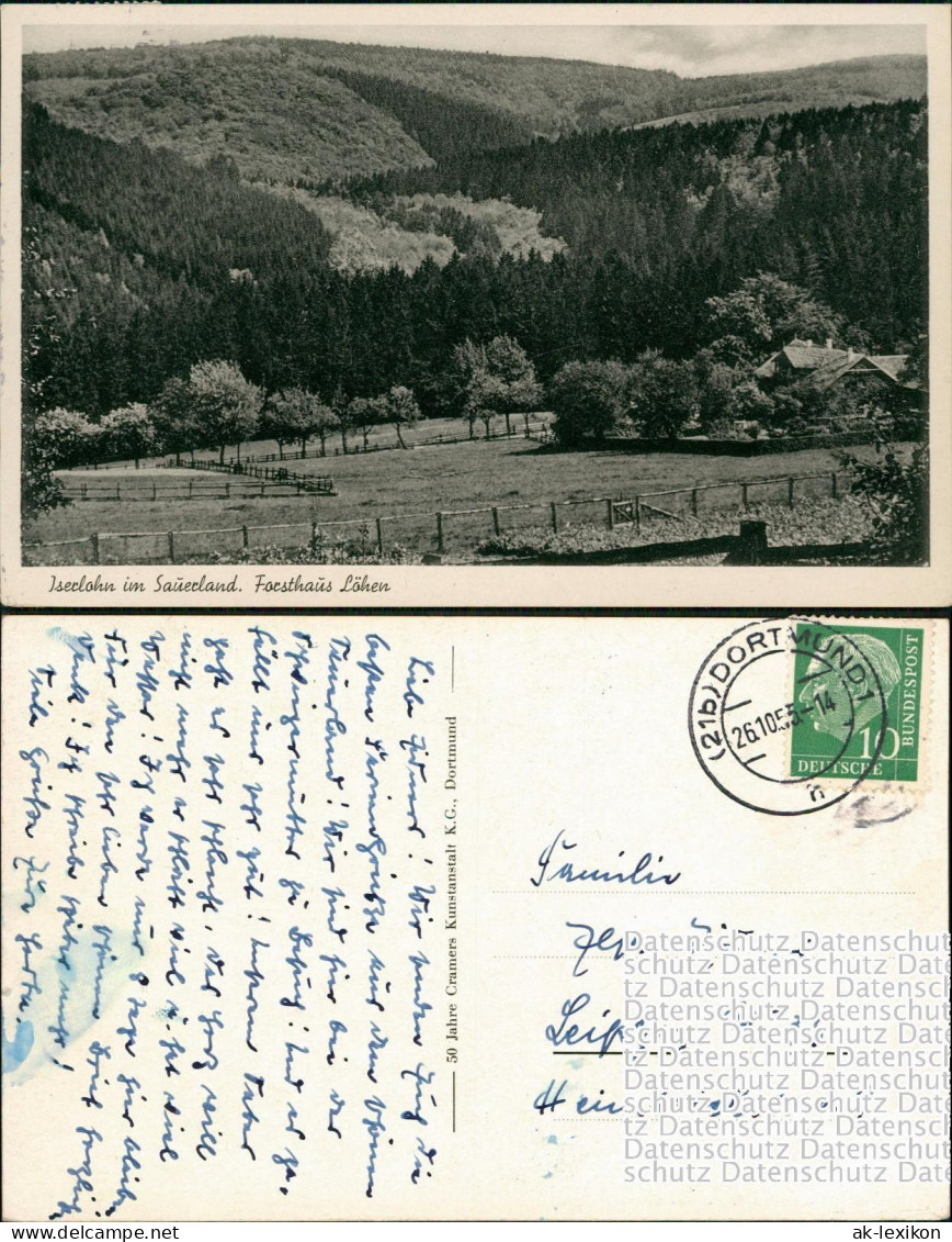 Ansichtskarte Iserlohn Umland-Ansicht Sauerland Forsthaus Löhen 1955 - Iserlohn