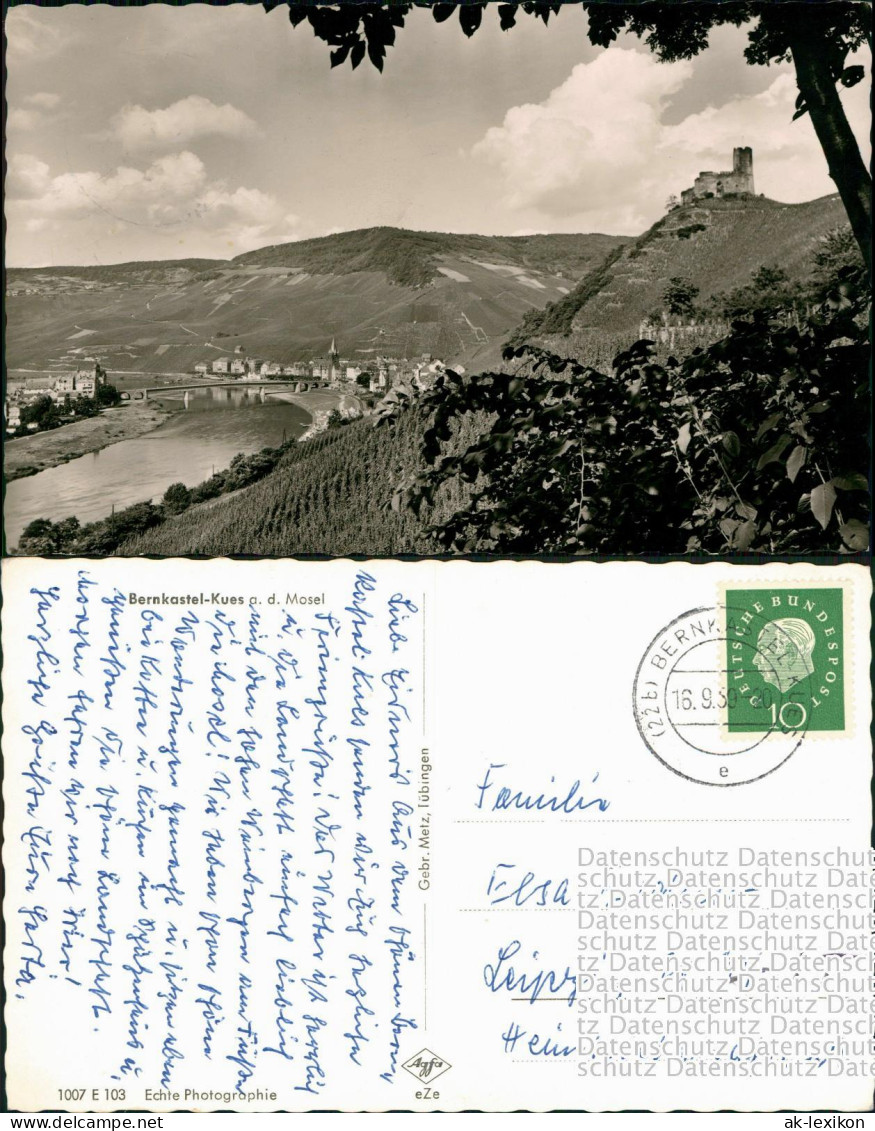 Bernkastel-Kues Berncastel-Cues Panorama-Ansicht Mosel Blick 1959 - Bernkastel-Kues