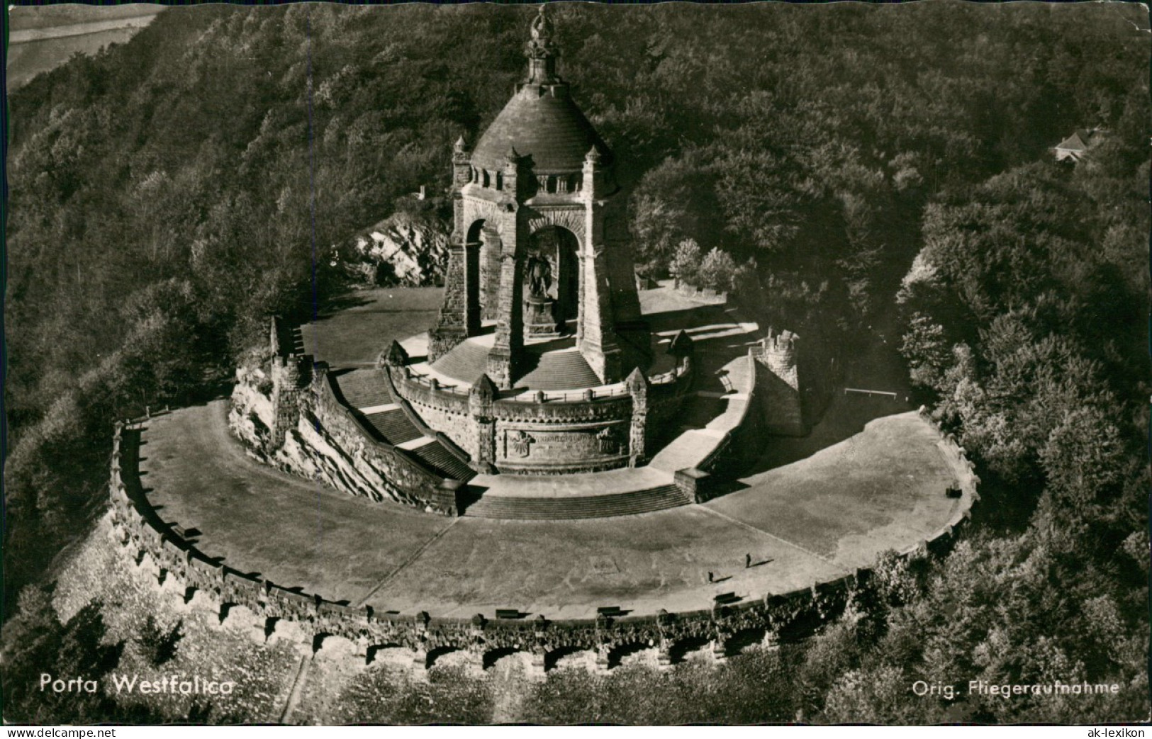 Porta Westfalica Luftaufnahme Kaiser-Wilhelm-Denkmal Porta Westfalica 1958 - Porta Westfalica