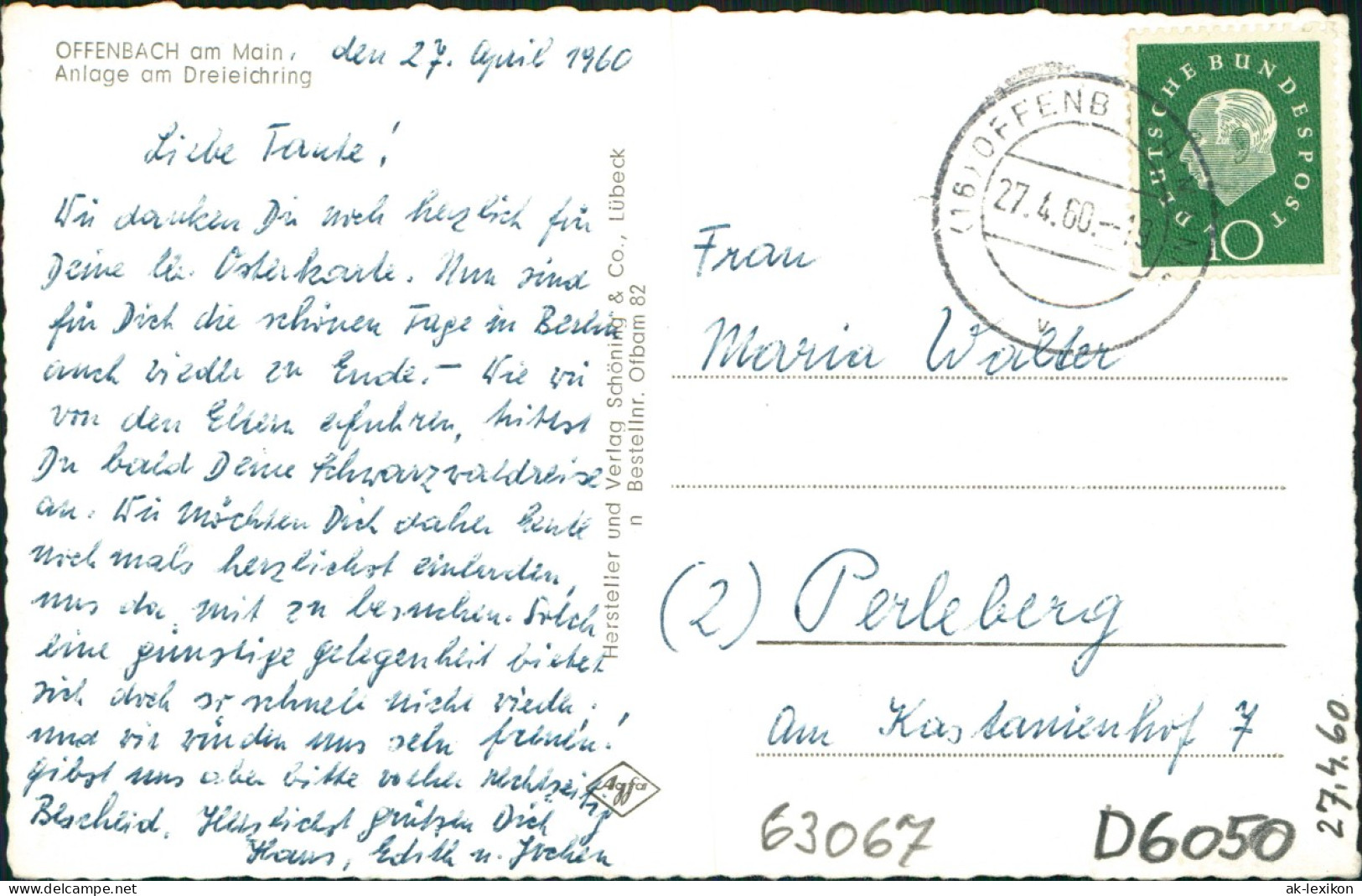 Ansichtskarte Offenbach (Main) Anlage Am Dreieichring 1960 - Offenbach