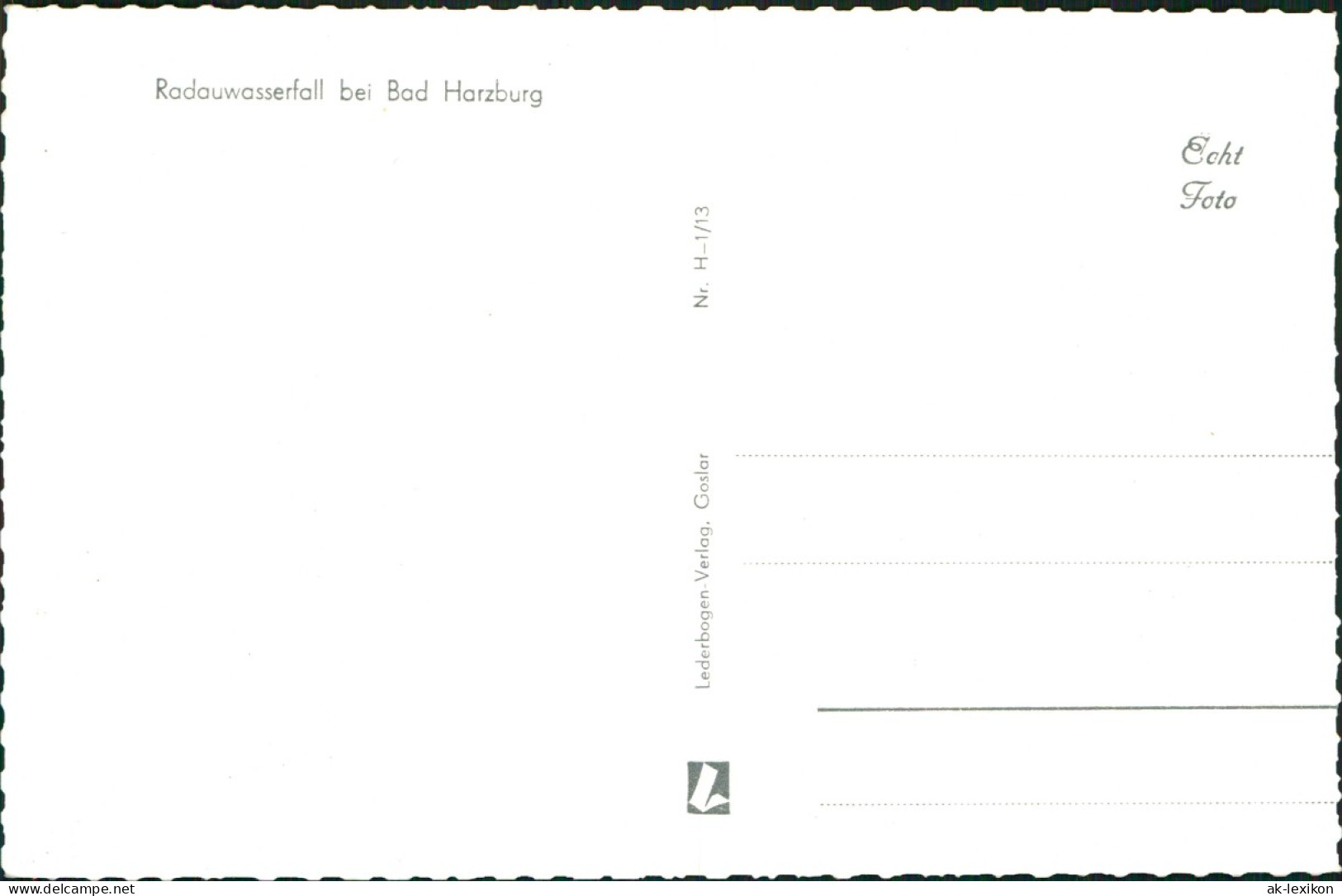 Ansichtskarte Bad Harzburg Radauwasserfall 1961 - Bad Harzburg