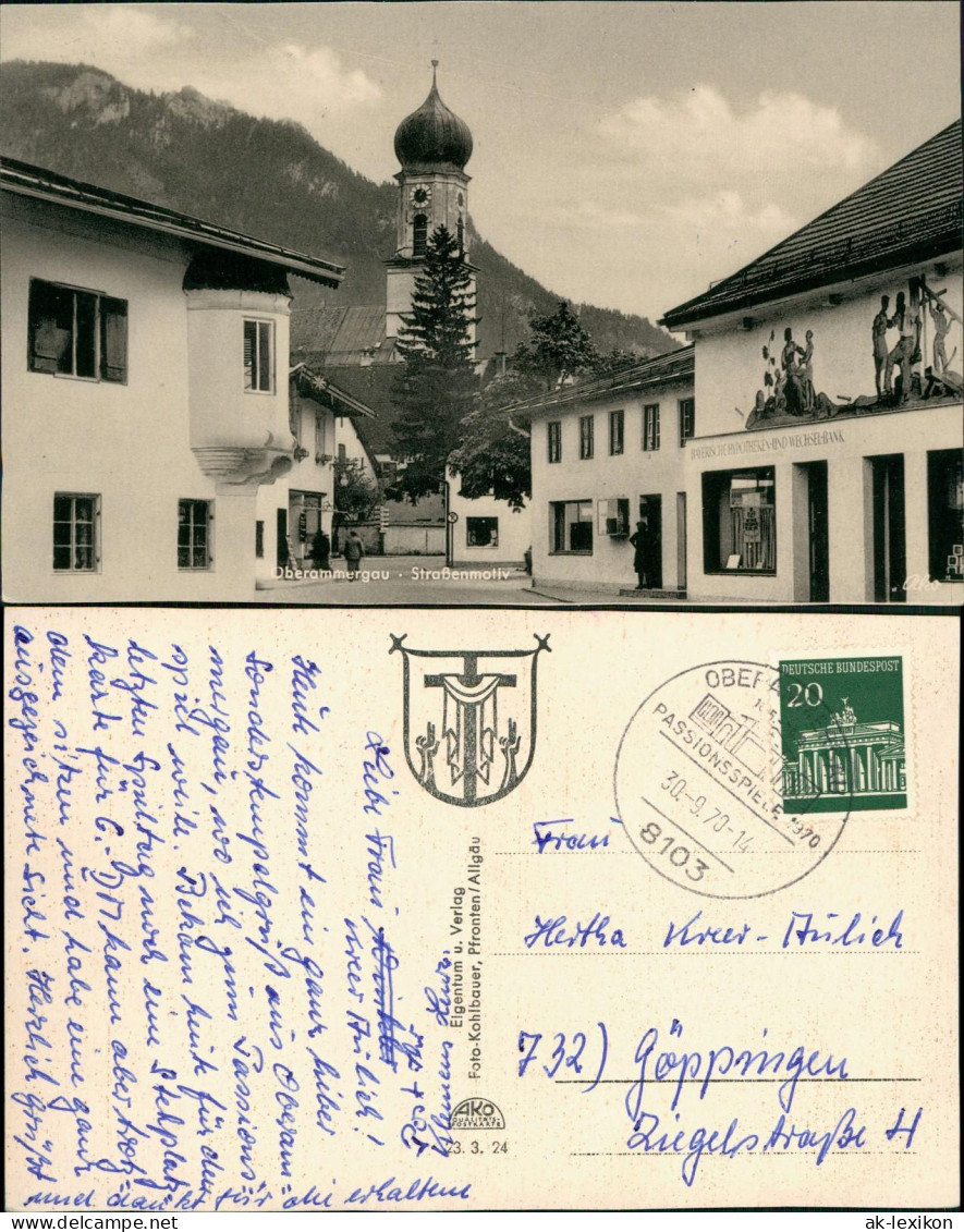 Ansichtskarte Oberammergau Straßenmotiv, Geschäft 1970 - Oberammergau