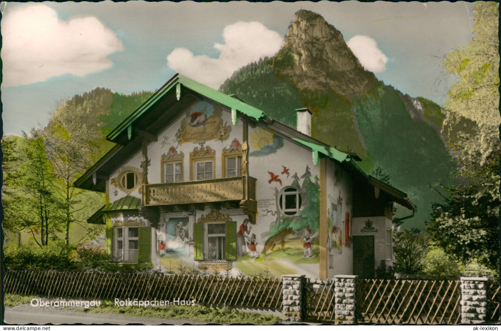 Ansichtskarte Oberammergau Rotkäppchen-Haus Mit Kofel Color Fotokarte 1959 - Oberammergau