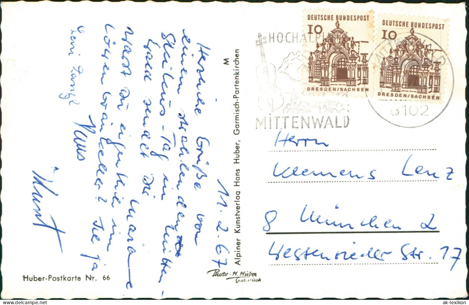 Ansichtskarte Mittenwald Kranzberghaus (1392 M) Skifahrer 1962 - Mittenwald