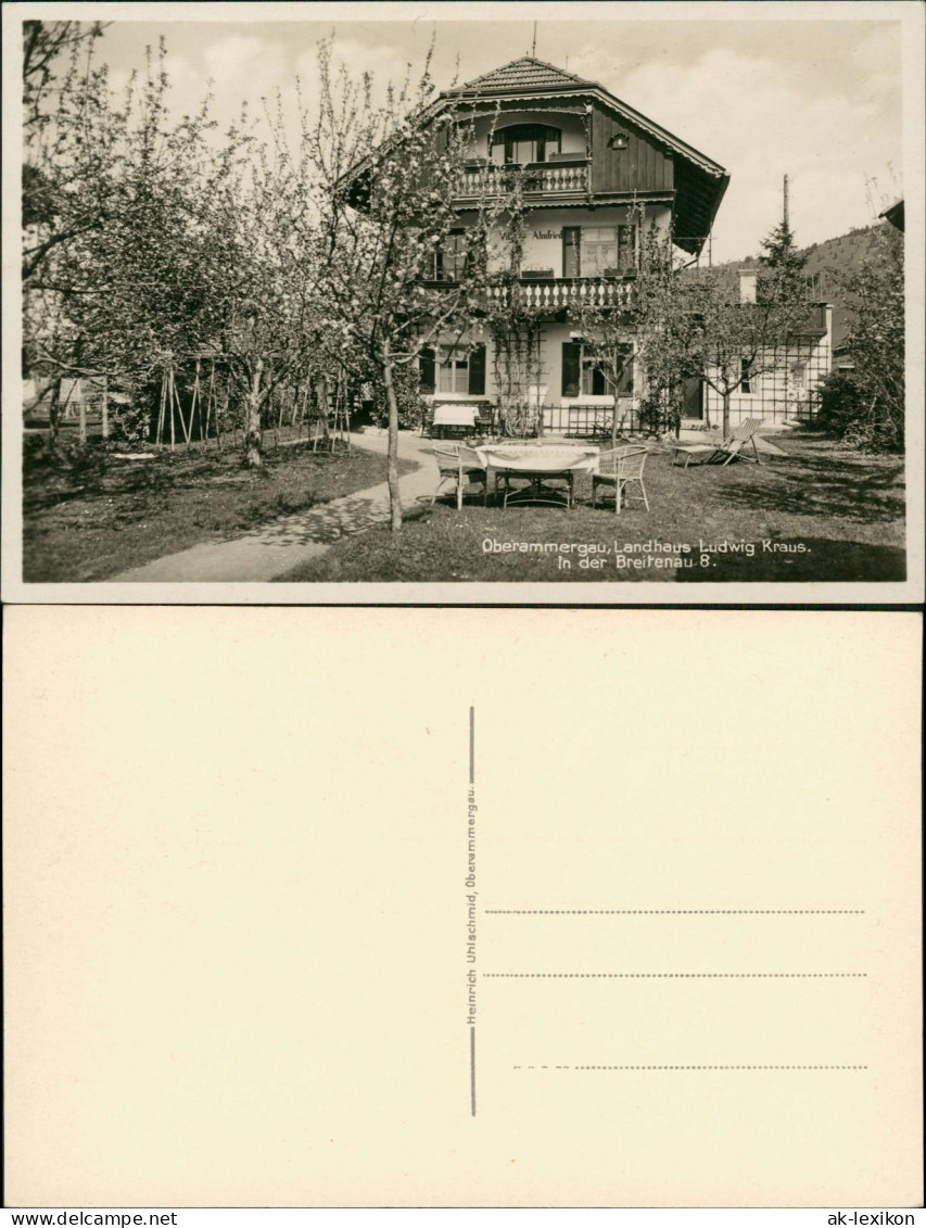 Ansichtskarte Oberammergau Landhaus Ludwig Kraus. In Der Breitenau 8. 1940 - Oberammergau