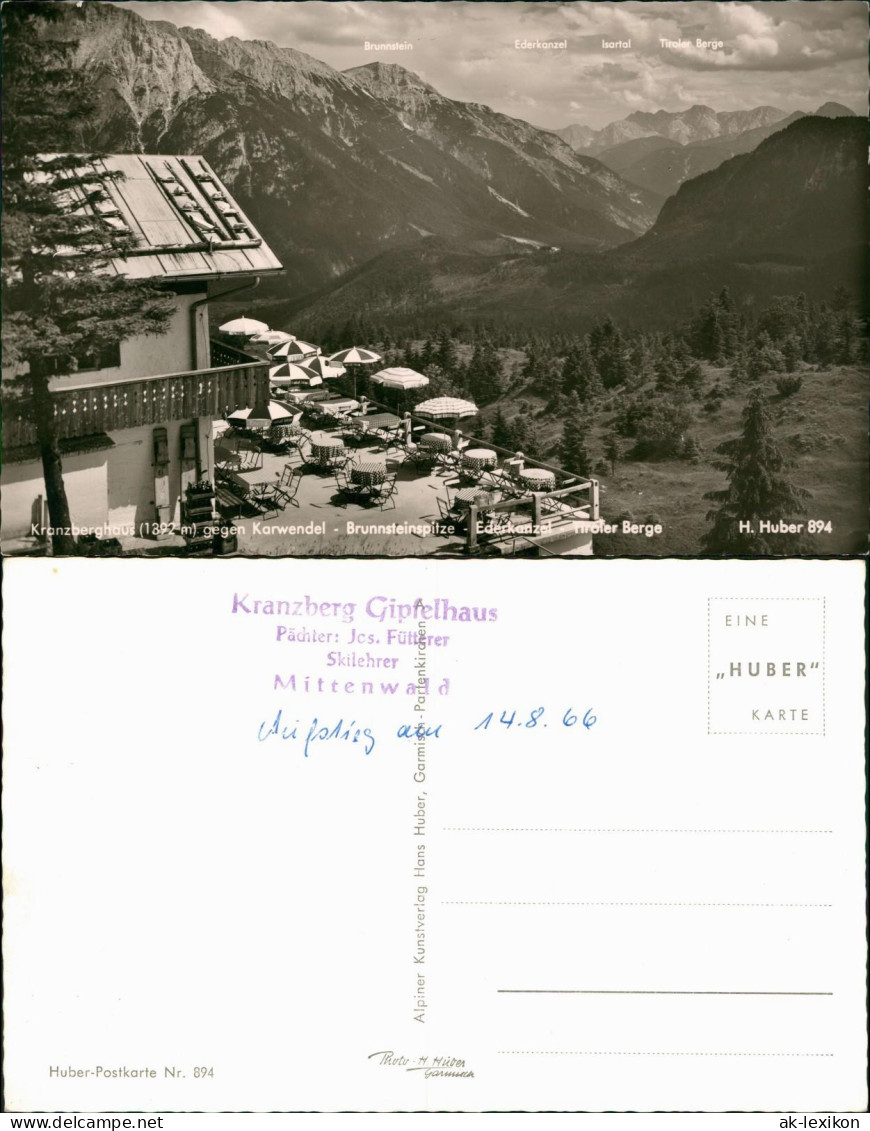 Ansichtskarte Mittenwald Kranzberg Gipfelhaus Gegen Karwendel 1962 - Mittenwald