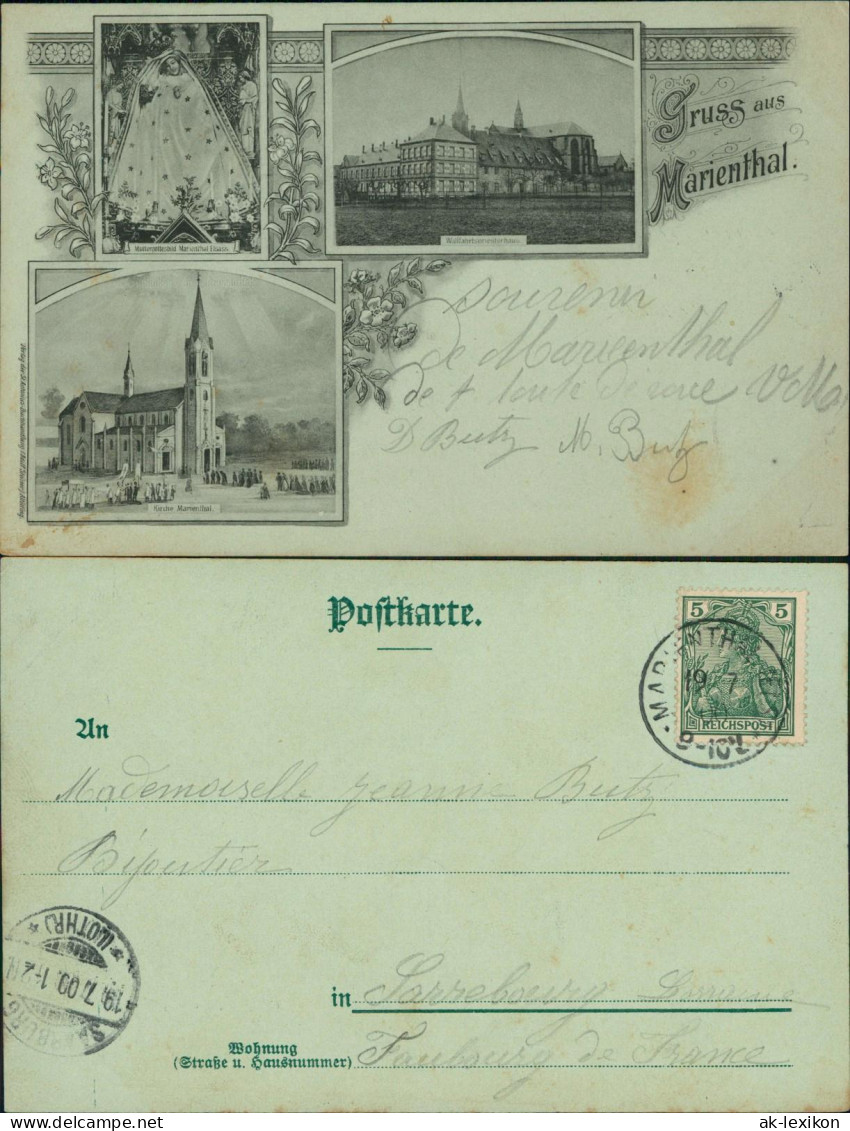 Marienthal (Haguenau) Kirche, Maria, Priesterhaus Elsaß MB Litho 1900 - Other Municipalities
