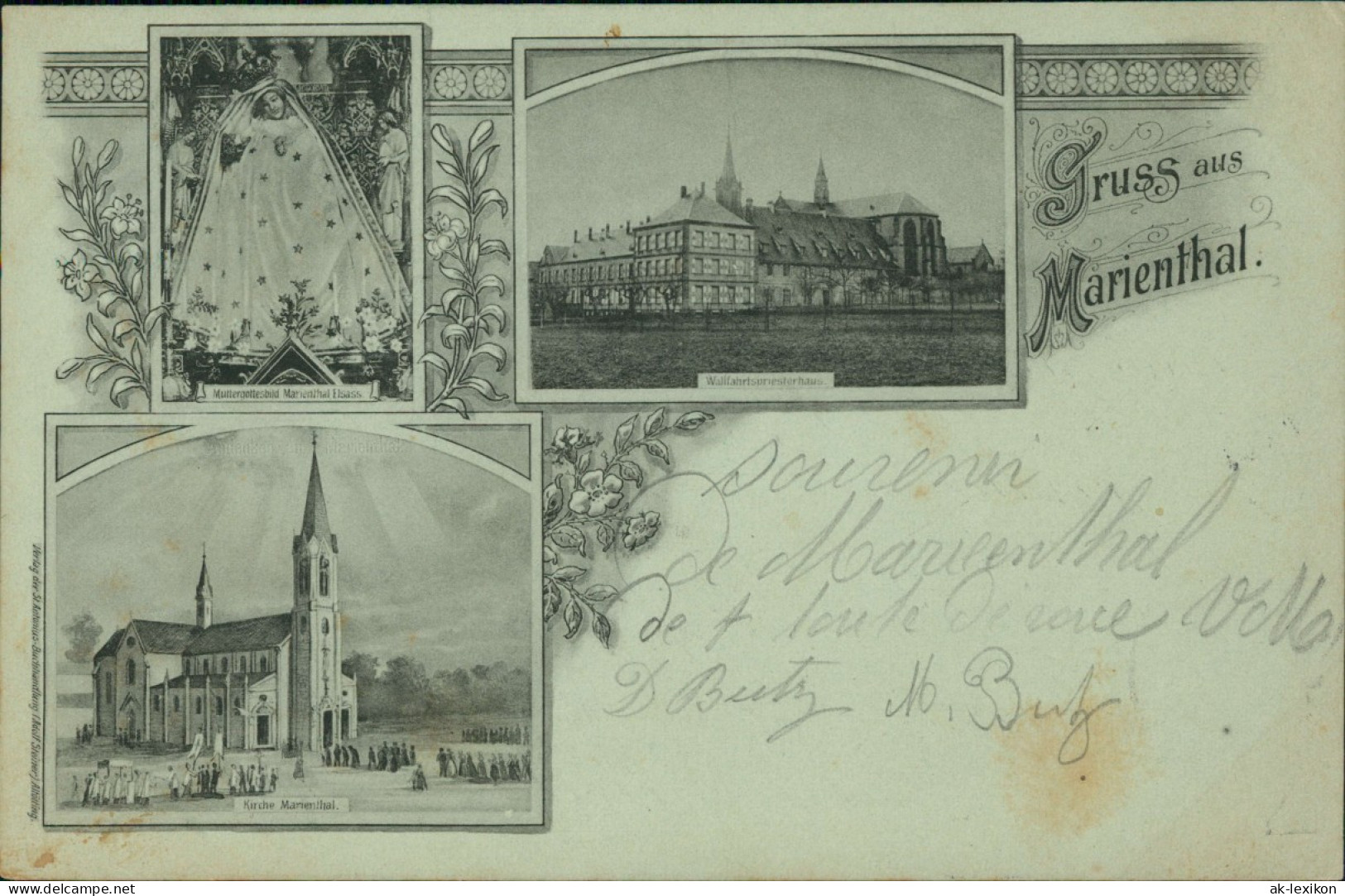 Marienthal (Haguenau) Kirche, Maria, Priesterhaus Elsaß MB Litho 1900 - Other Municipalities