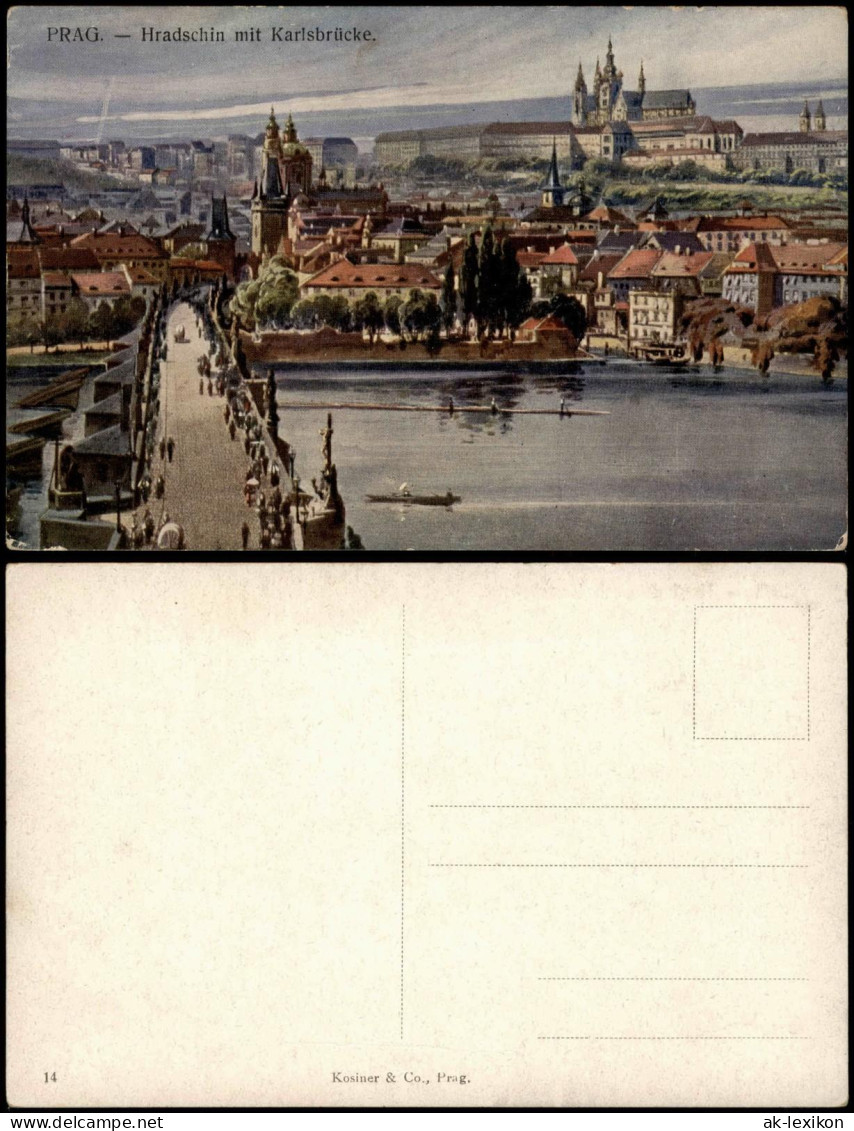 Prag Hradschin/Hradčany Praha Hradschin Karlsbrücke Künstlerkarte 1915 - Tschechische Republik