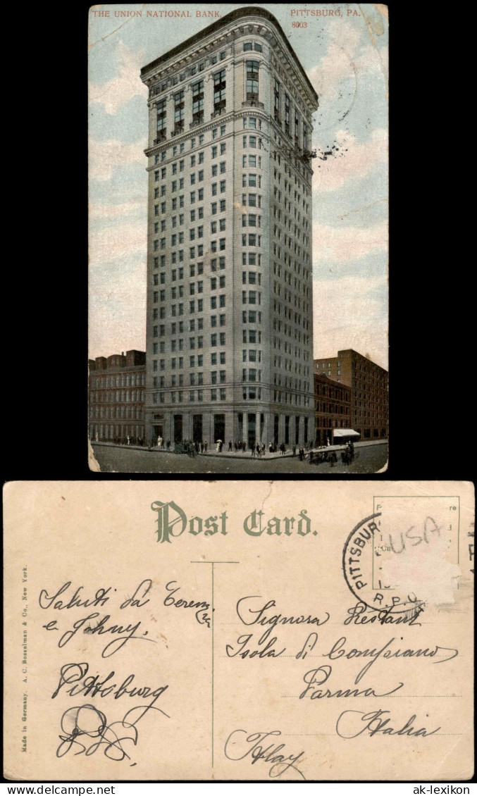 Postcard Pittsburgh THE UNION NATIONAL BANK Hochhaus USA 1912 - Sonstige & Ohne Zuordnung