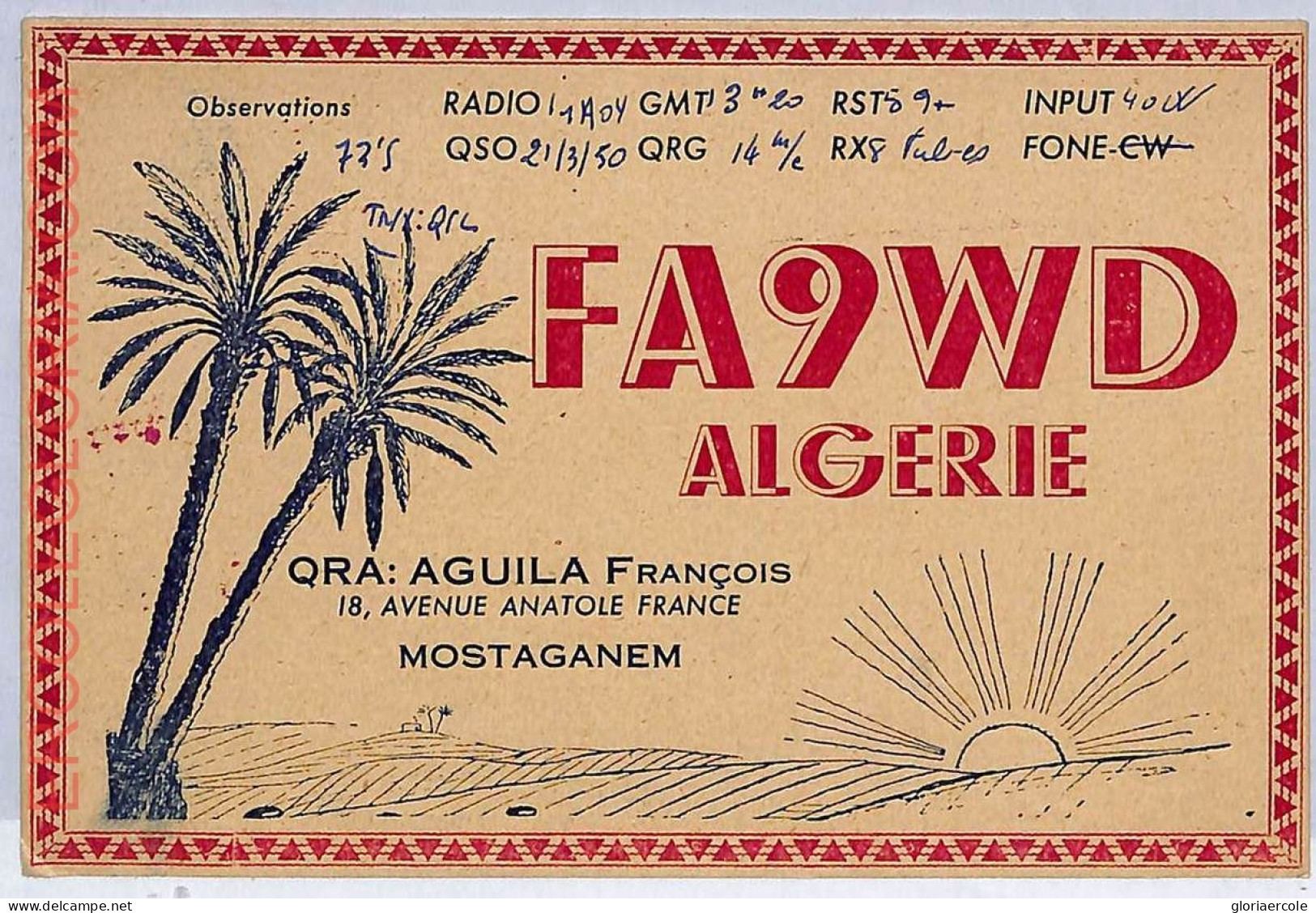 Ad8996 - ALGERIA - RADIO FREQUENCY CARD - 1950 - Radio