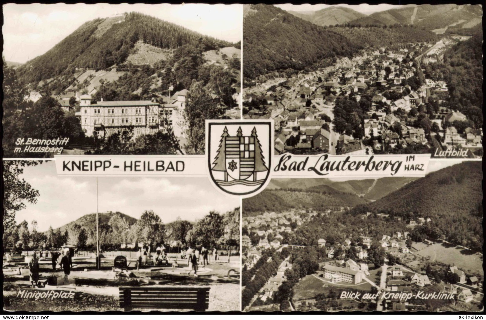 Lauterberg Harz Mehrbild-AK  Luftbild St. Bennostift Minigolfplatz 1963/1962 - Bad Lauterberg