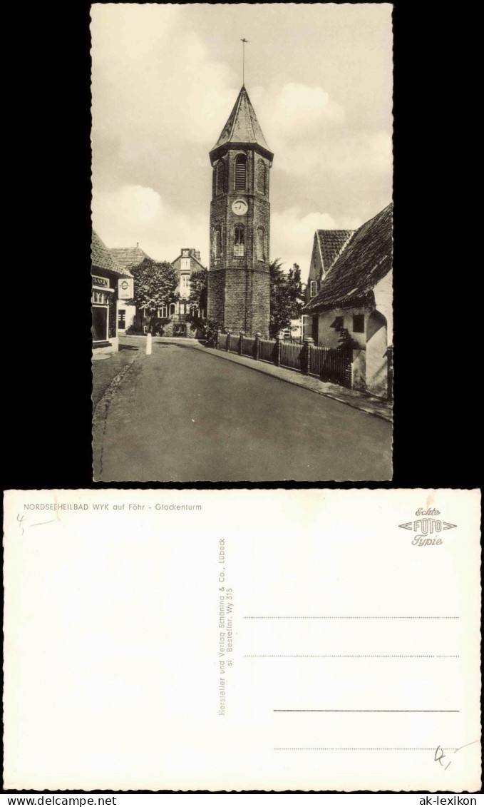 Ansichtskarte Wyk (Föhr) Straße, Geschäft, Glockenturm 1959 - Autres & Non Classés