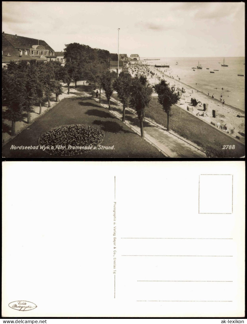 Ansichtskarte Wyk (Föhr) Promenade Und Strand 1938 - Autres & Non Classés