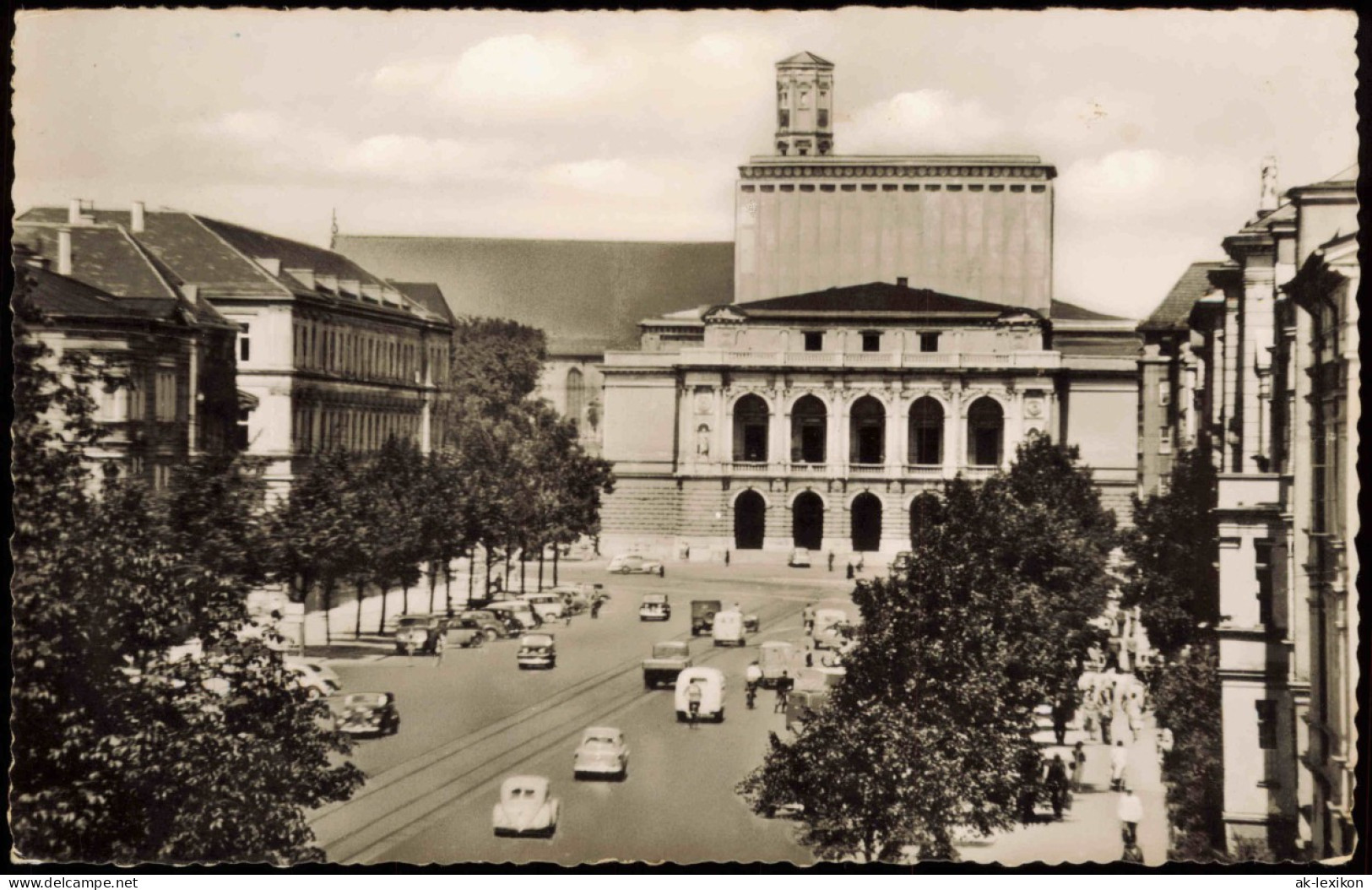 Ansichtskarte Augsburg Straßenpartie, Theater 1961 - Augsburg