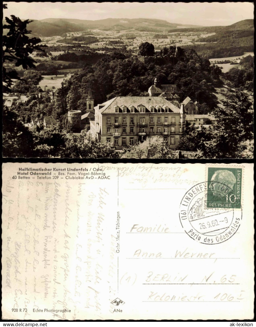 Ansichtskarte Lindenfels (Bergstraße) Hotel Odenwald - Fotokarte 1960 - Autres & Non Classés