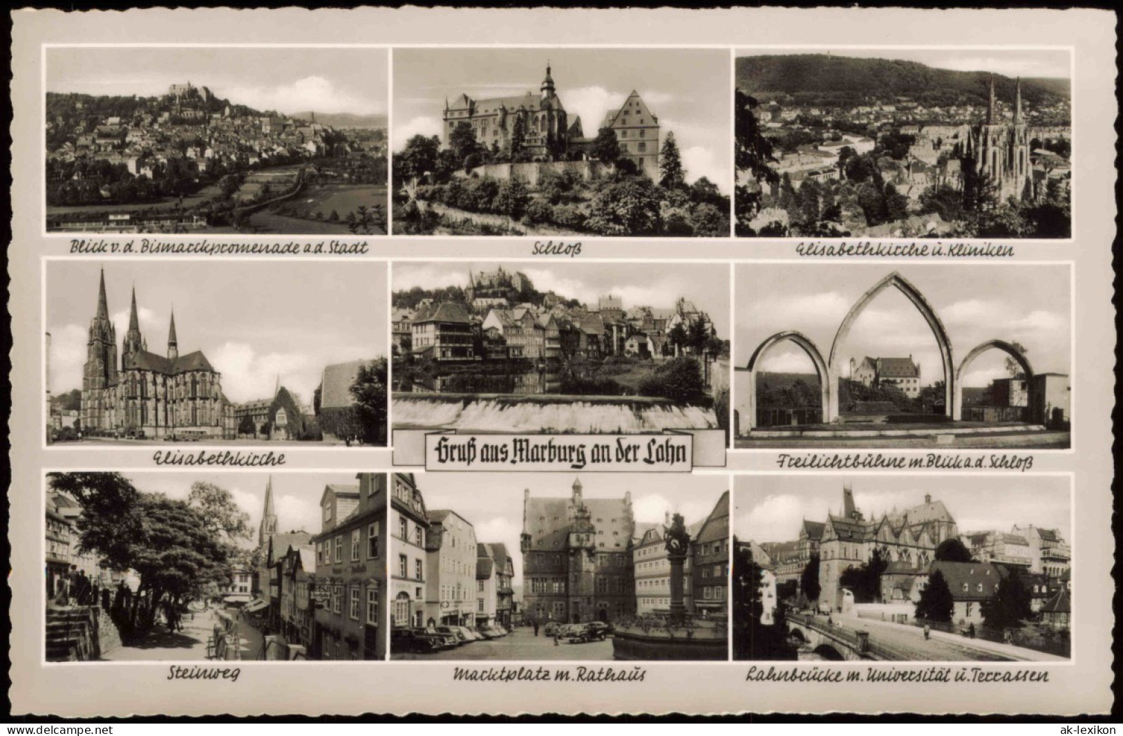 Ansichtskarte Marburg An Der Lahn Steinweg, Brücke, Freilichtbühne 1960 - Marburg