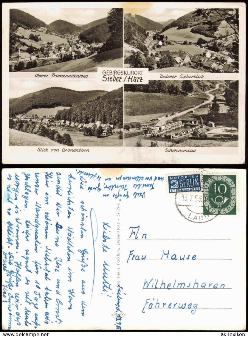 Ansichtskarte Sieber (Herzberg Am Harz) MB: Stadtansichten Schwimmbad 1953 - Other & Unclassified