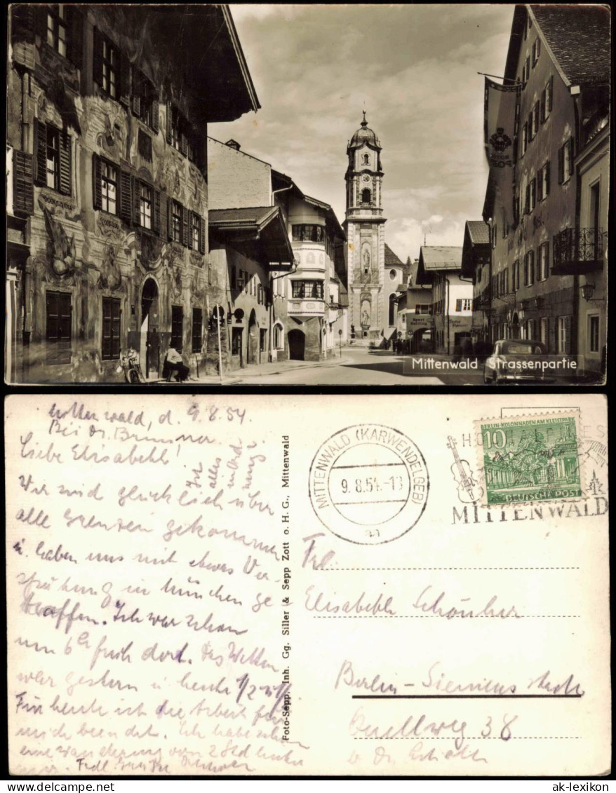 Ansichtskarte Mittenwald Straßenpartie 1954 - Mittenwald