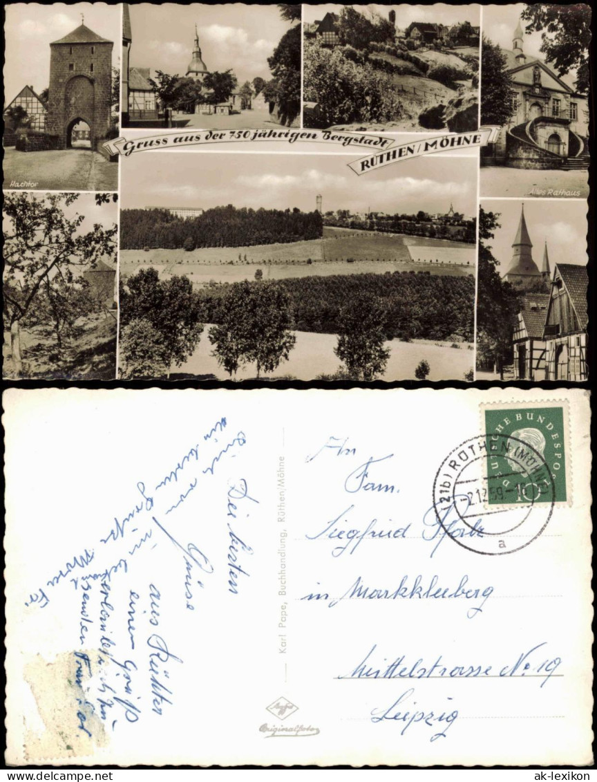 Ansichtskarte Rüthen Wachtor, Stadt, Rathaus 1959 - Autres & Non Classés