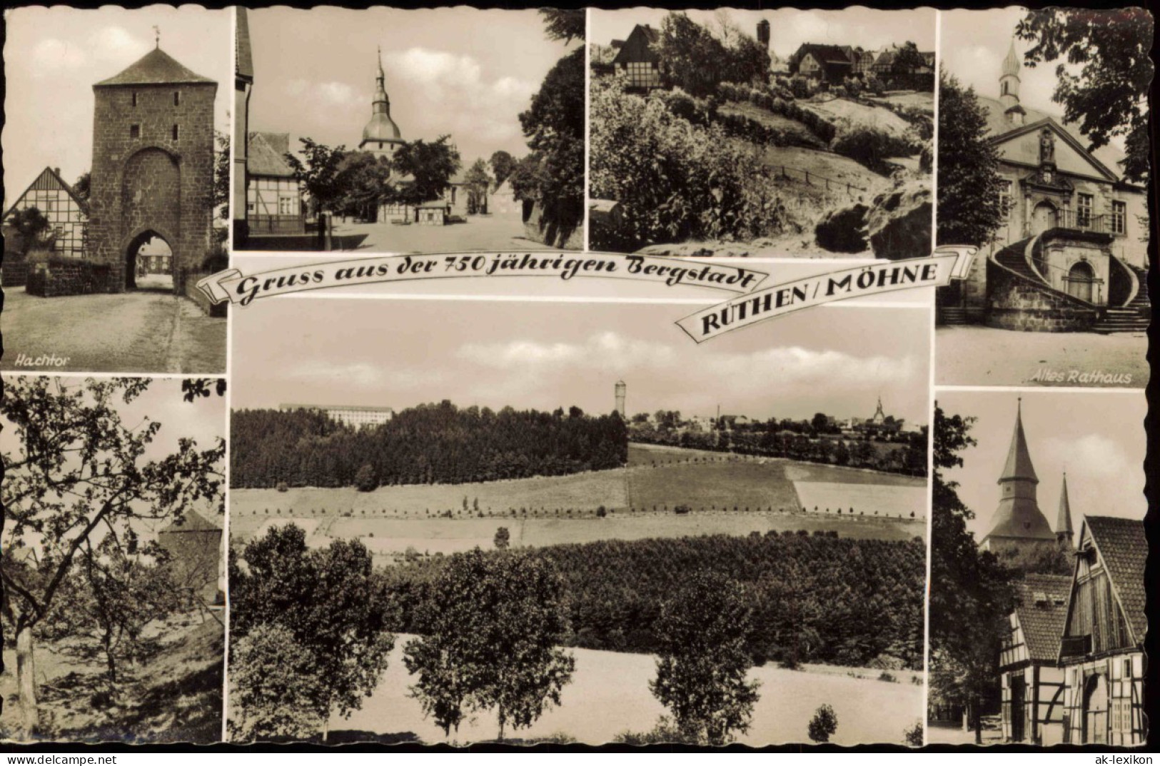 Ansichtskarte Rüthen Wachtor, Stadt, Rathaus 1959 - Autres & Non Classés