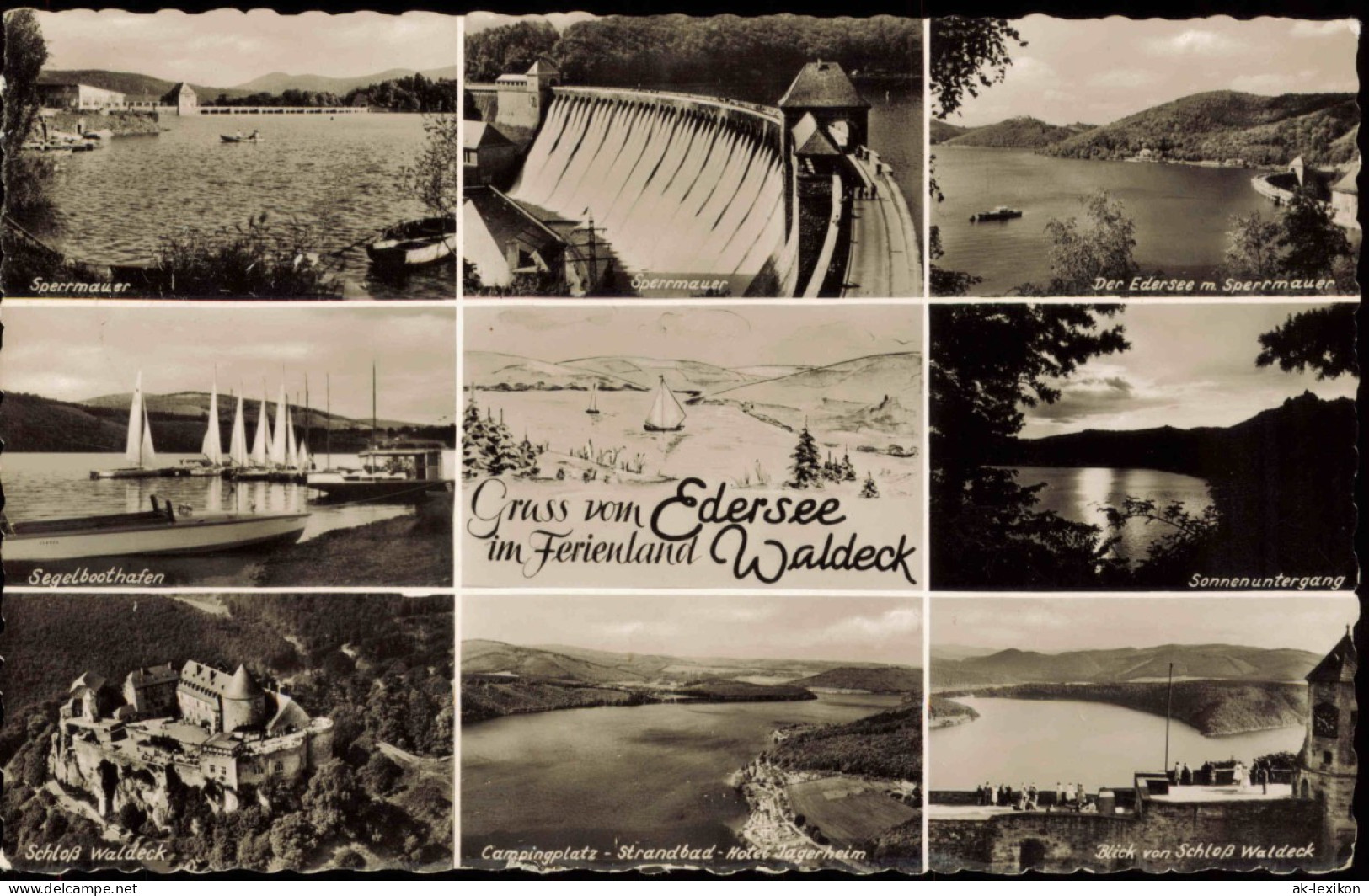Ansichtskarte Waldeck (am Edersee) Ferienland Waldeck, Talsperre MB 1959 - Waldeck