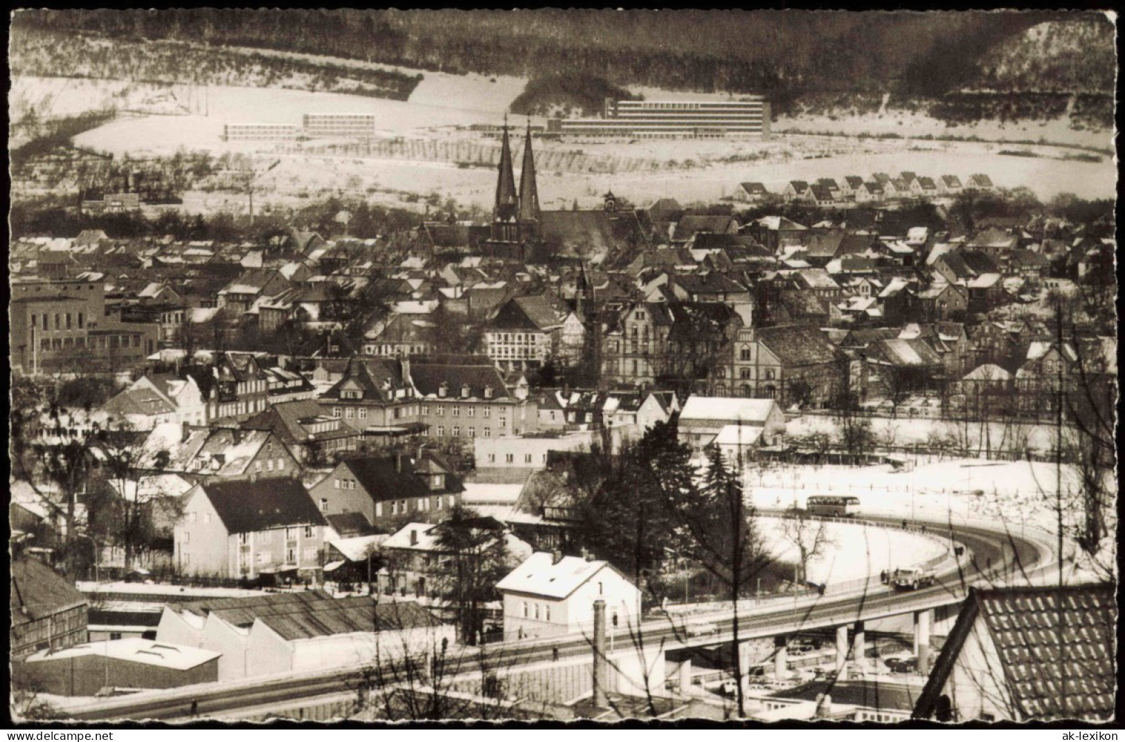 Ansichtskarte Alfeld (Leine) Stadtblick Im Winter, Autobahn 1964 - Alfeld