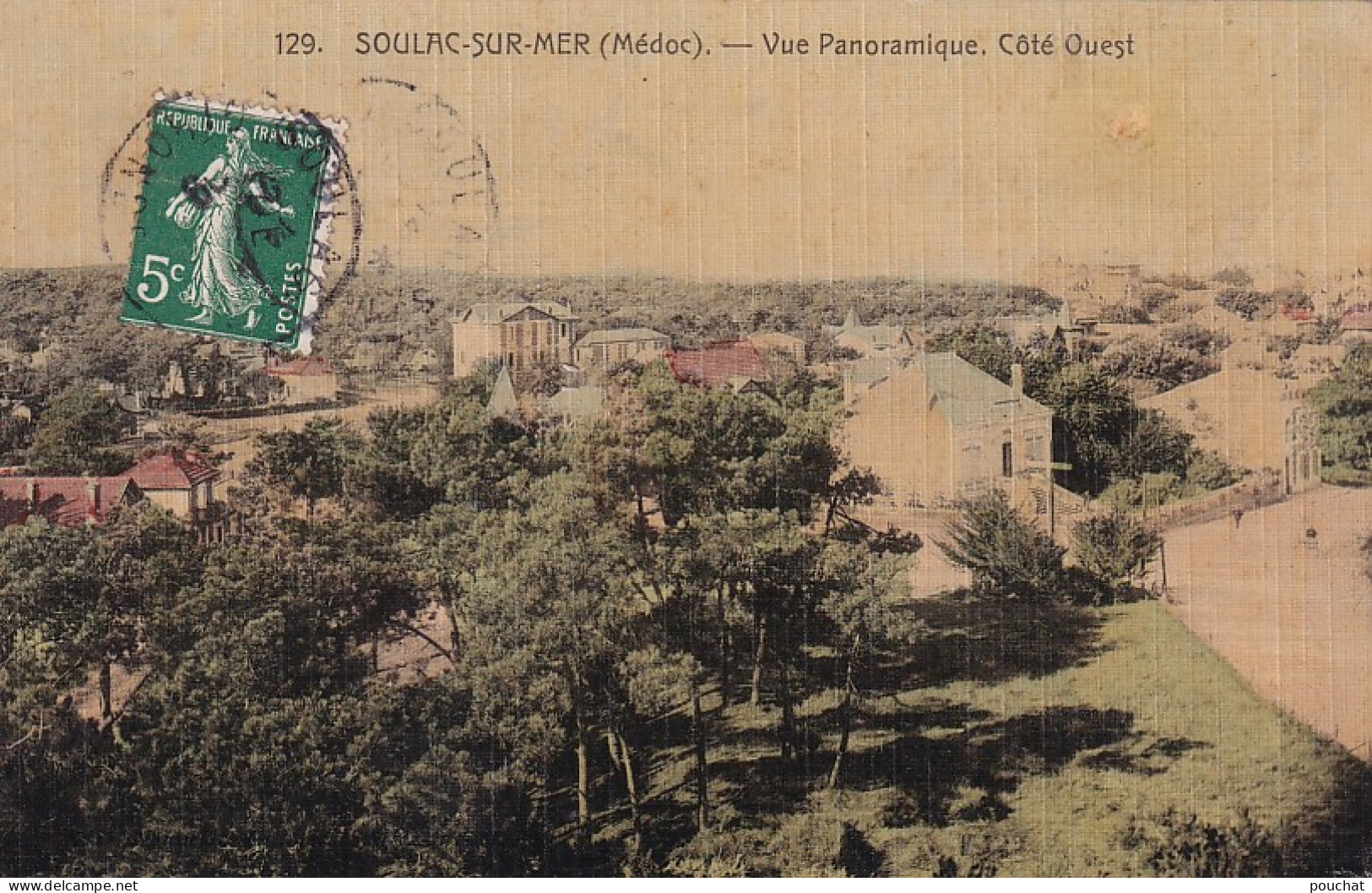 EP 30-(33) SOULAC SUR MER - VUE PANORAMIQUE ( COTE OUEST ) - CARTE TOILEE COLORISEE - Soulac-sur-Mer