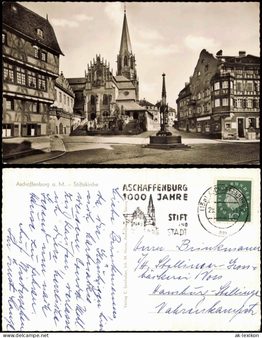 Ansichtskarte Aschaffenburg Straßenpartie, Stiftskirche 1954 - Aschaffenburg