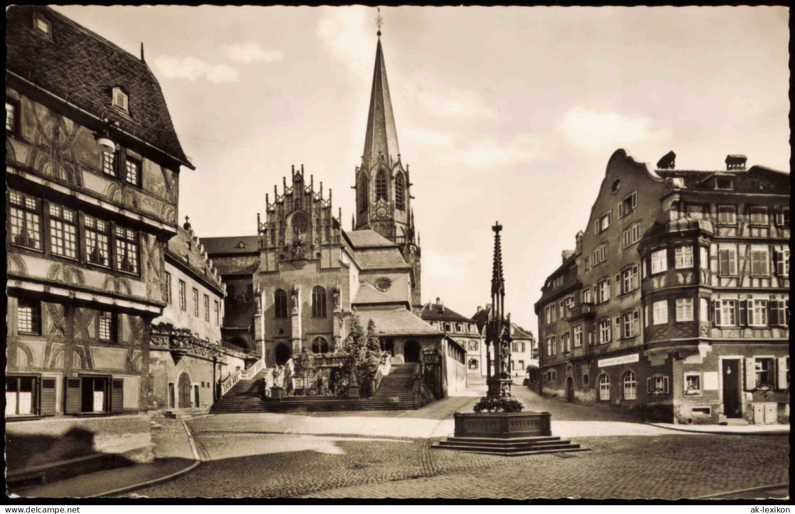 Ansichtskarte Aschaffenburg Straßenpartie, Stiftskirche 1954 - Aschaffenburg