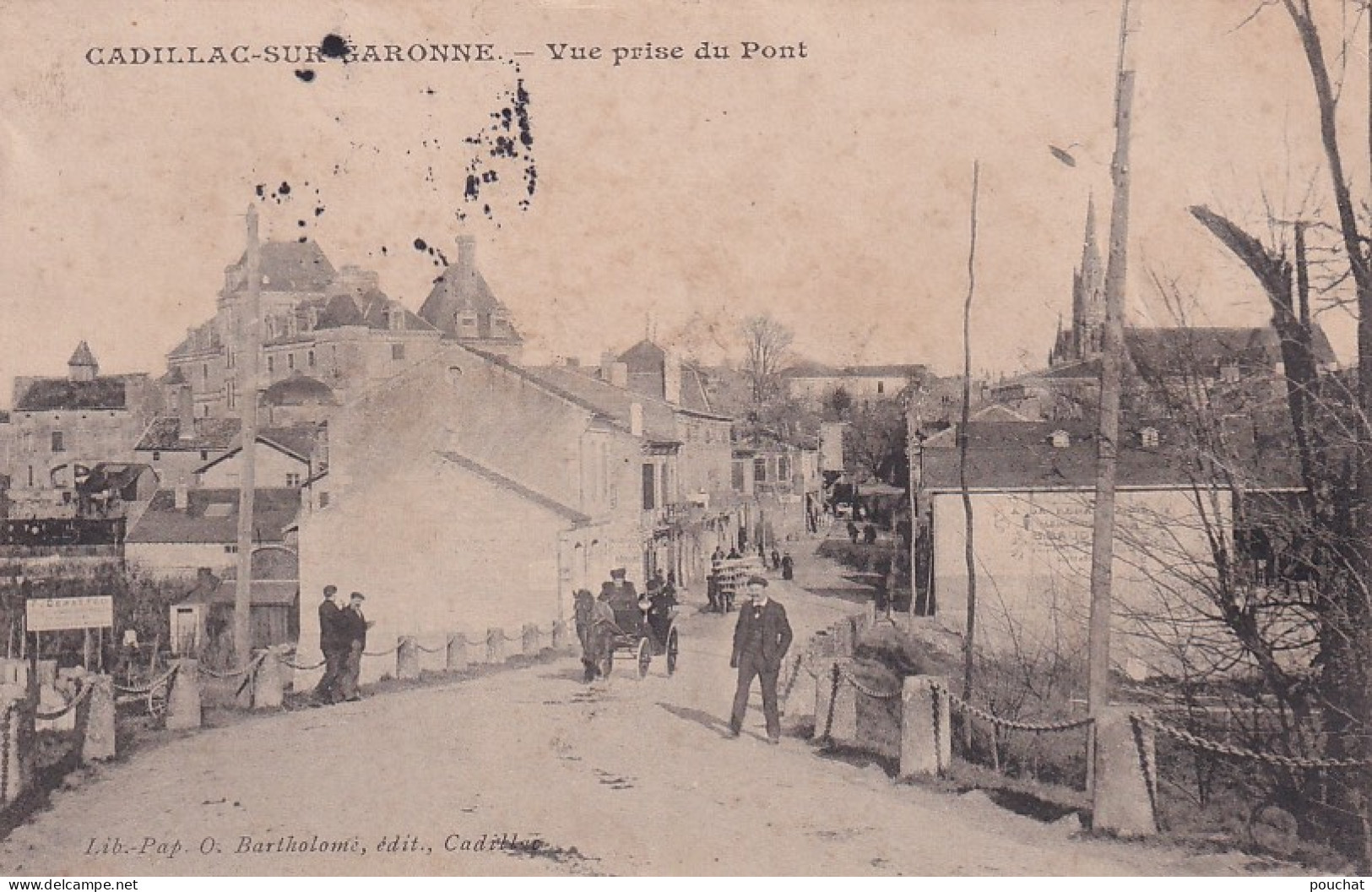 EP Nw-(33) CADILLAC SUR GARONNE - VUE PRISE DU PONT - ANIMATION - ATTELAGE - Cadillac