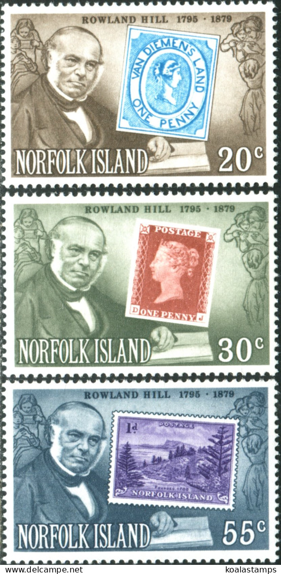 Norfolk Island 1979 SG225-227 Sir Rowland Hill Stamps Set MNH - Isola Norfolk