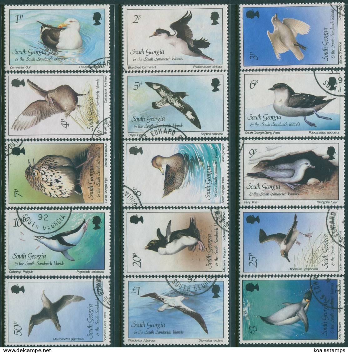 South Georgia 1987 SG161-175 1987 Birds Set FU - Islas Malvinas