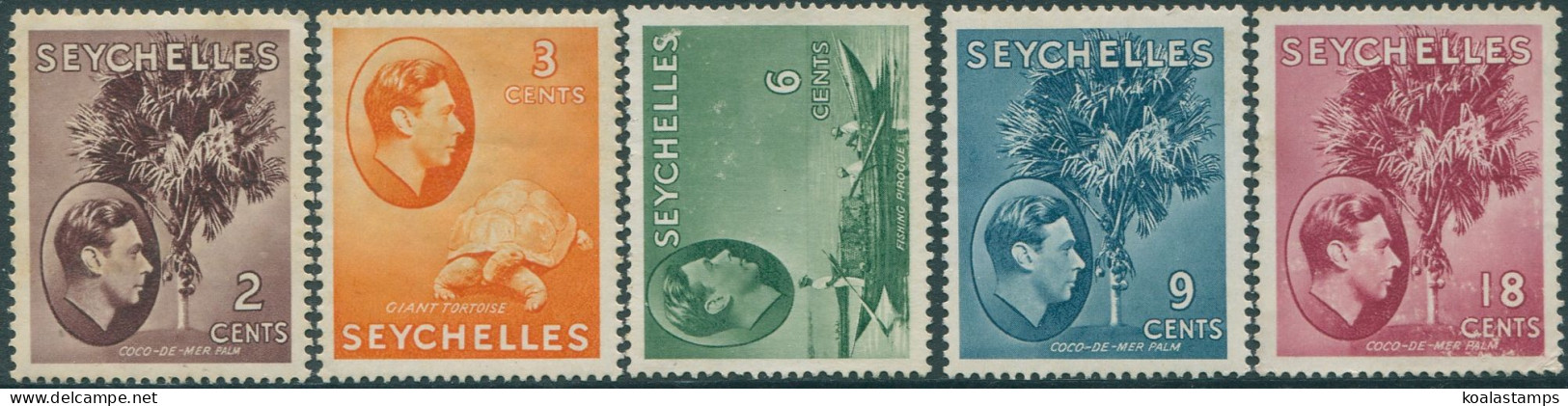 Seychelles 1938 SG135-139c Trees Tortoise Fishing KGVI MLH - Seychellen (1976-...)
