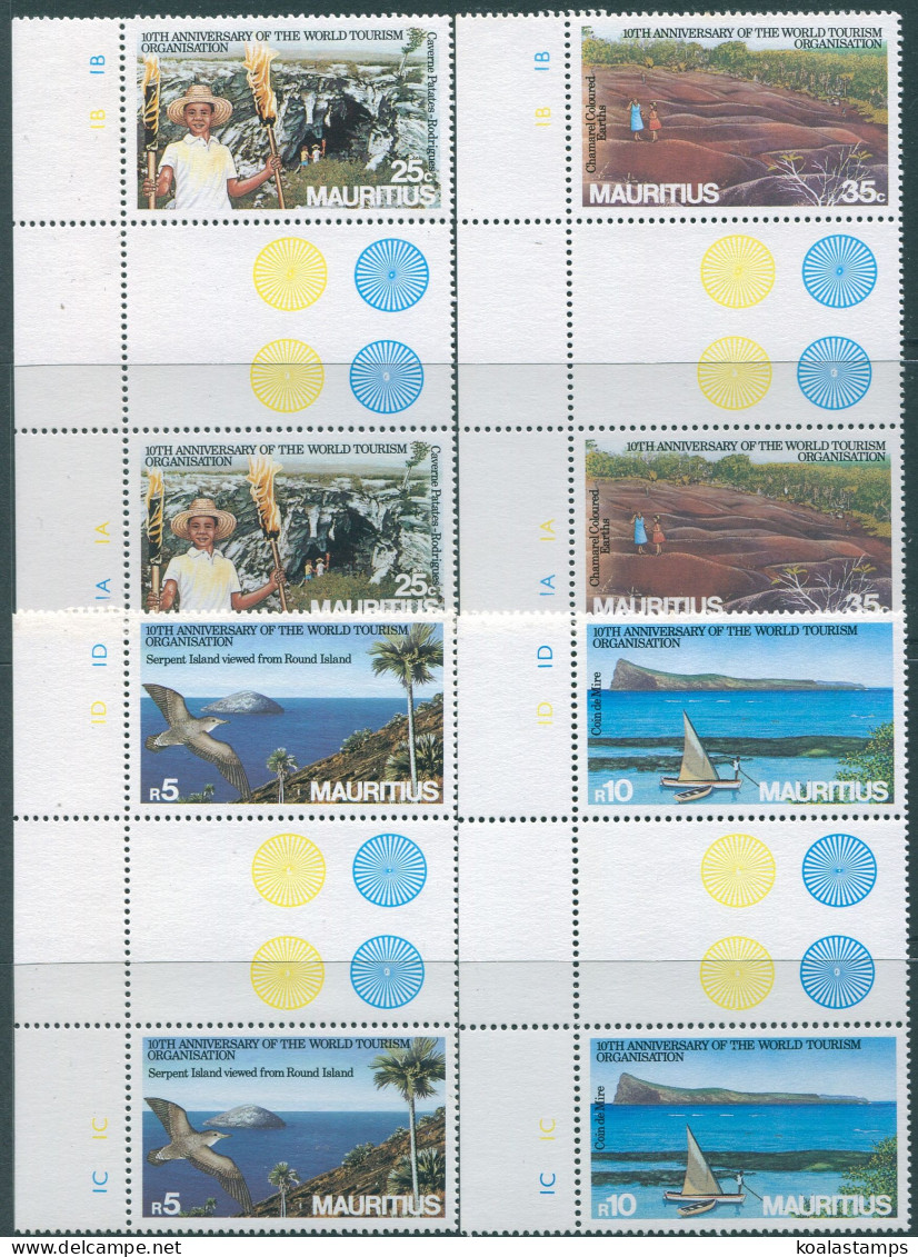 Mauritius 1985 SG712-715 World Tourism Gutter Pairs Set MNH - Mauritius (1968-...)