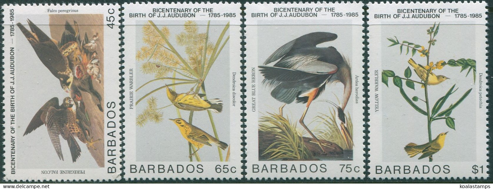 Barbados 1985 SG784-787 Audubon Birds Set MNH - Barbados (1966-...)
