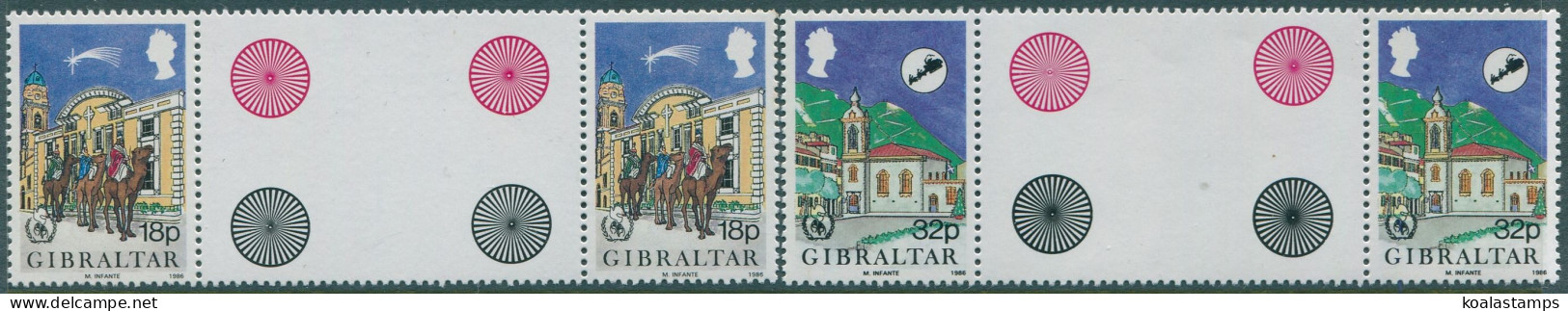 Gibraltar 1986 SG546-547 Christmas Gutter Pairs Set MNH - Gibilterra