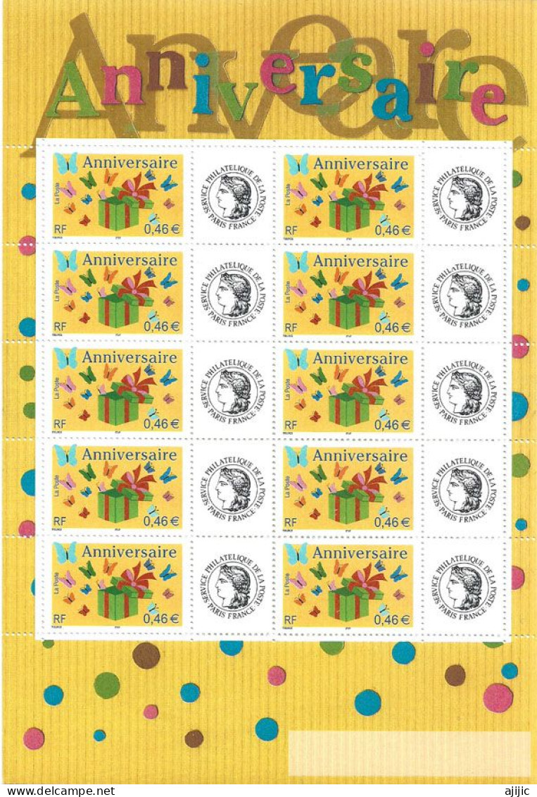 "ANNIVERSAIRE"  Bloc-feuillet Personnalisé,  Neuf ** 3480a.  M/S MINT MNH **  Côte 50 Euro - Nuevos