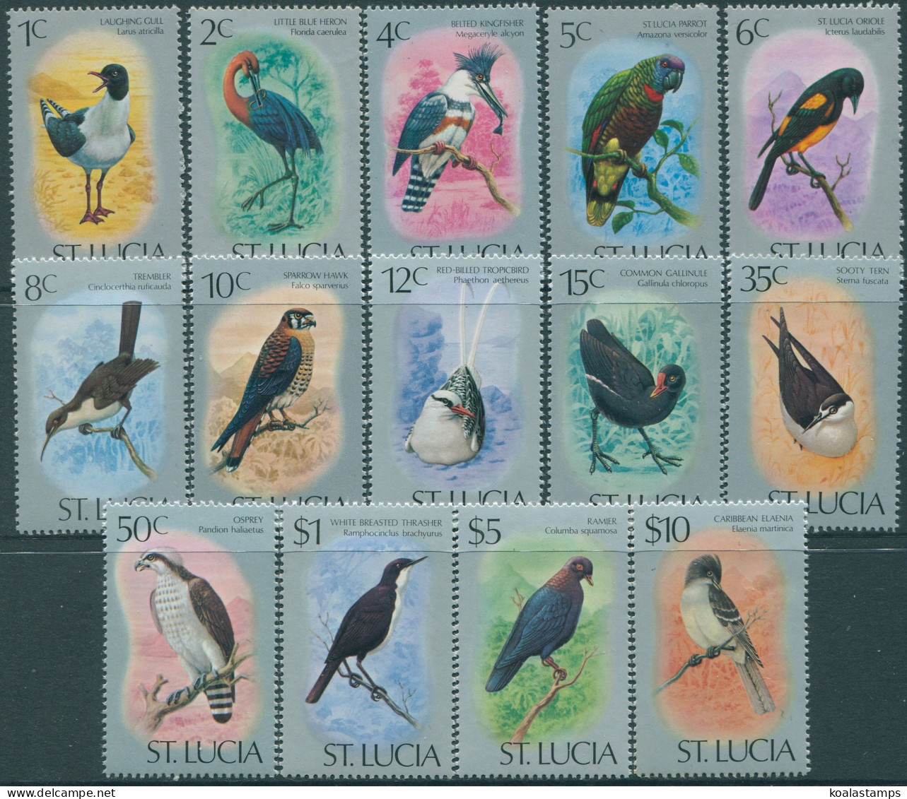 St Lucia 1976 SG415-430a Birds (14) MNH - St.Lucia (1979-...)