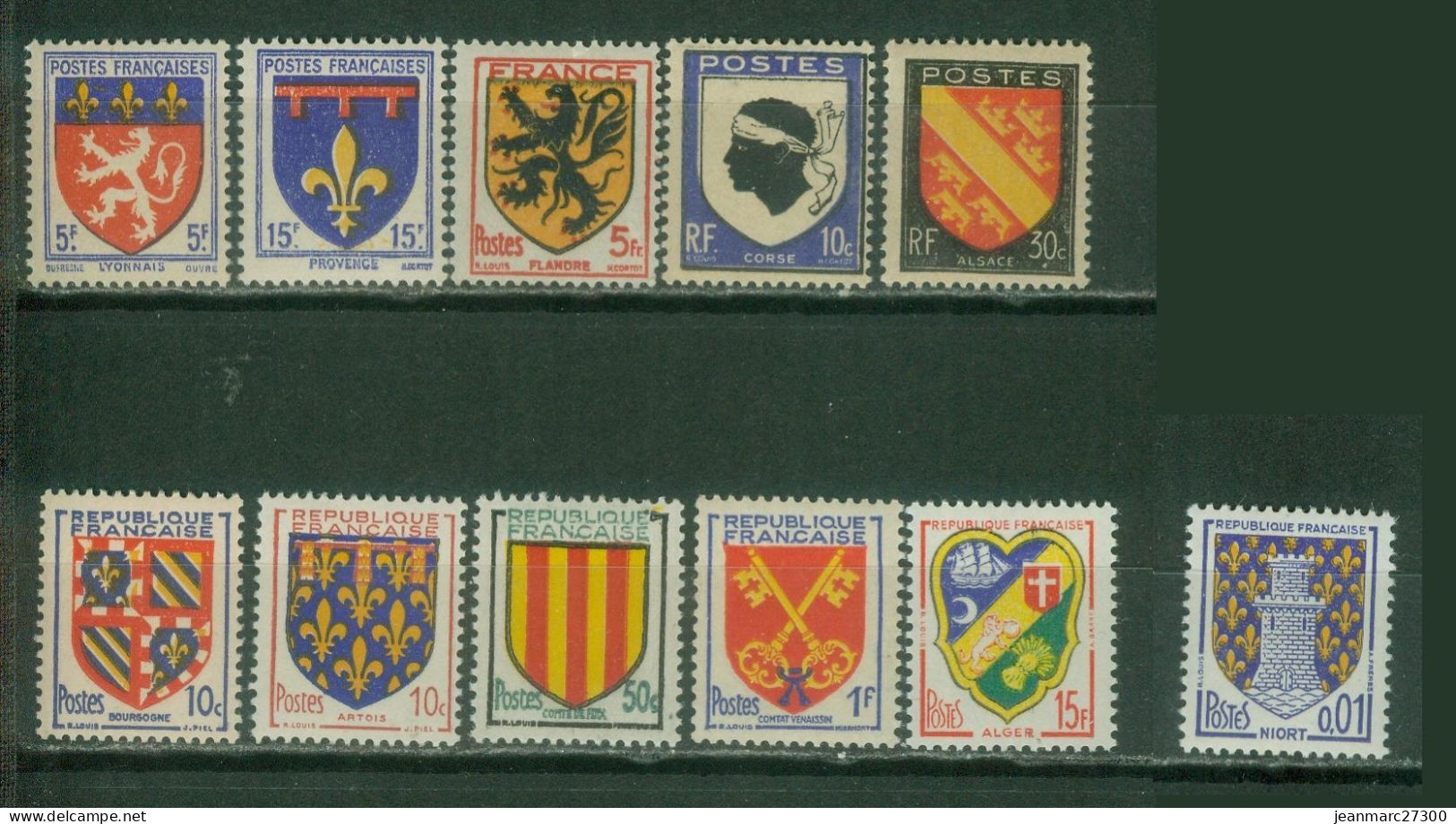 YT N° 572 574 602 755 756 834 839 1044 1047 1195 1351A Neufs ** - 1941-66 Coat Of Arms And Heraldry