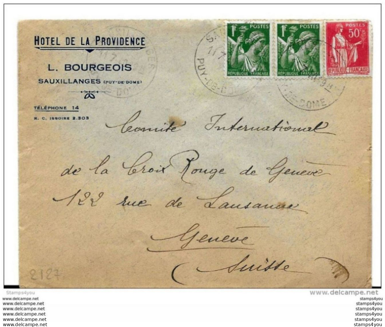 72 - 73  - Lettre De Sauxillanges - Puy De Dome   - 1940  Adressée à La Croix Rouge Genève - - WW II