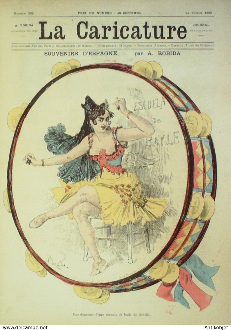 La Caricature 1885 N°269 Souvenirs D'Espagne Robida Gino Trock - Zeitschriften - Vor 1900