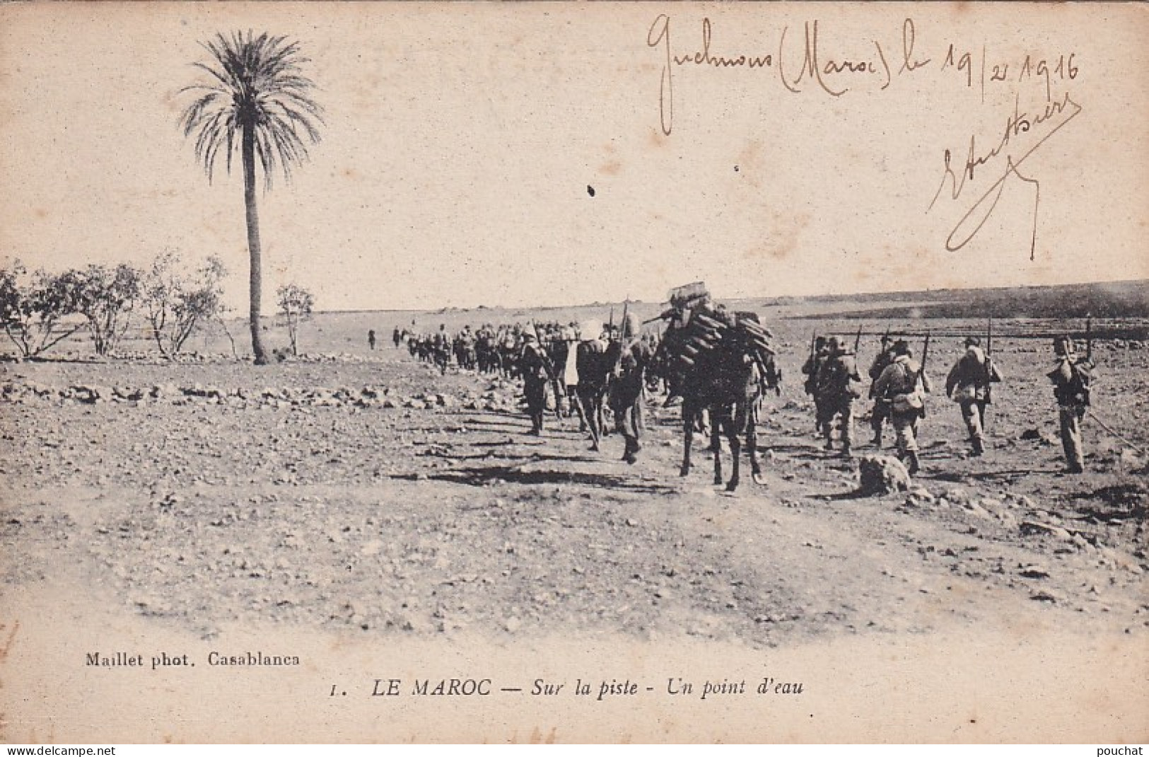 FI 29- LE MAROC - SUR LA PISTE - UN POINT D'EAU - ANIMATION - CORRESPONDANCE GUELMOUS 1916 - Autres & Non Classés