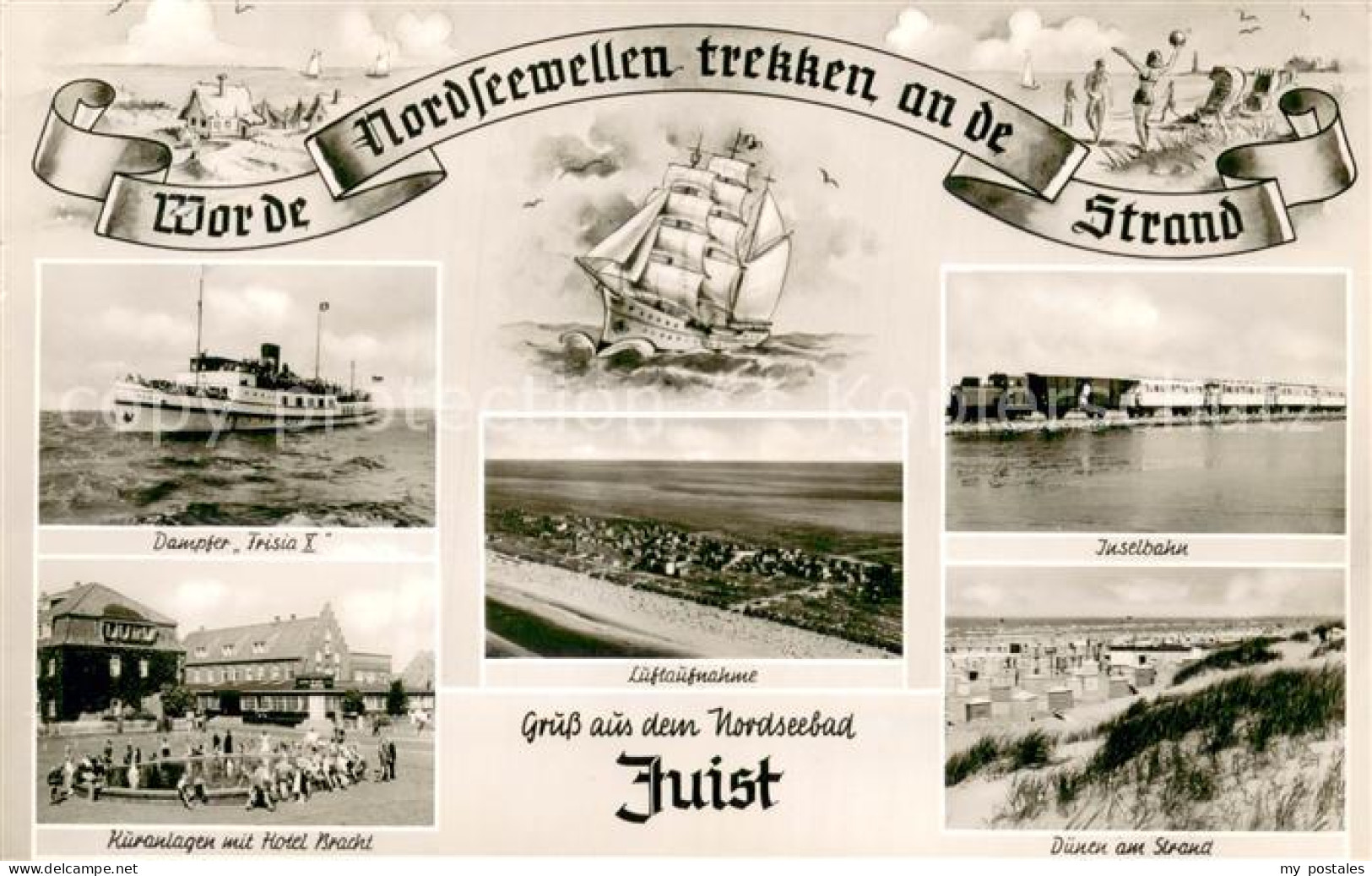 73778874 Juist Nordseebad Dampfer Trisia X Kuranlagen Mit Hotel Bracht Fliegerau - Juist