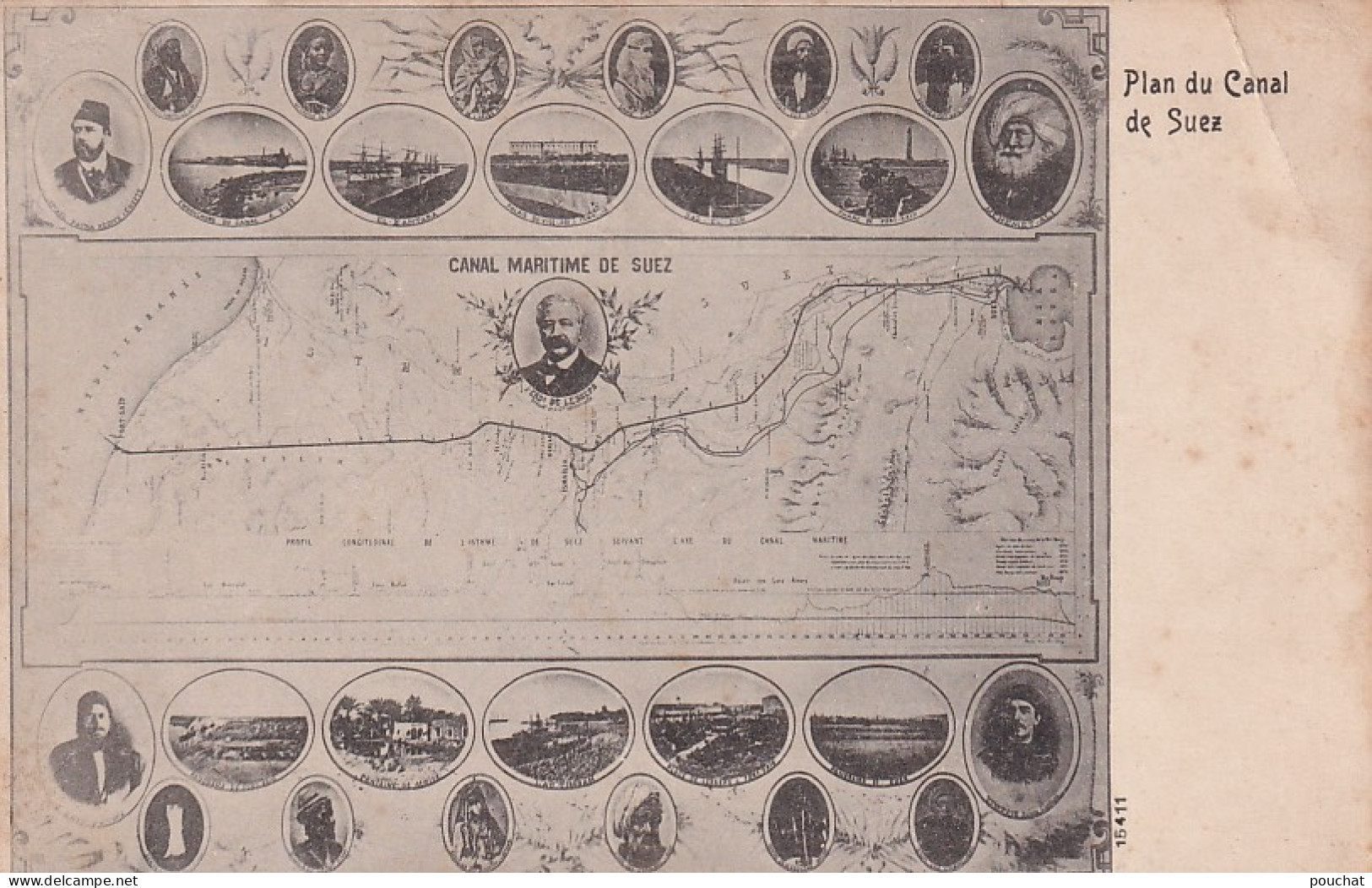 FI 30- PLAN DU CANAL DE SUEZ ( EGYPTE ) - PORTRAIT F. DE LESSEPS - Sues