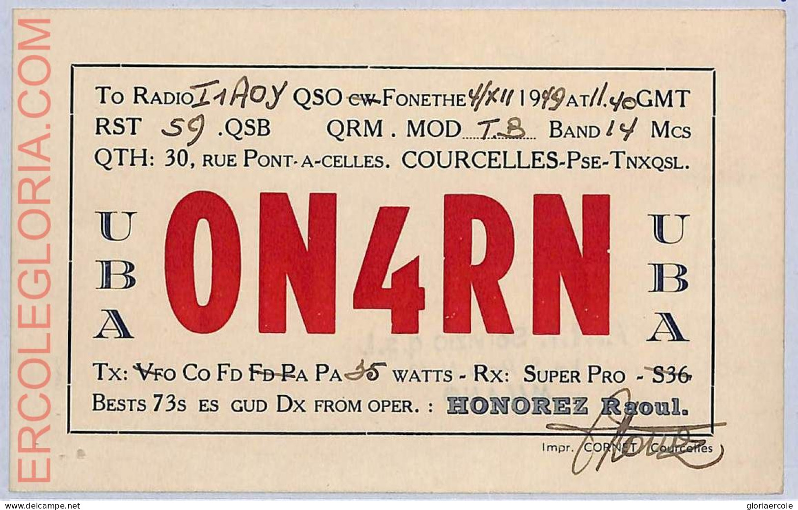 Ad8999 - BELGIUM - RADIO FREQUENCY CARD - 1949 - Radio