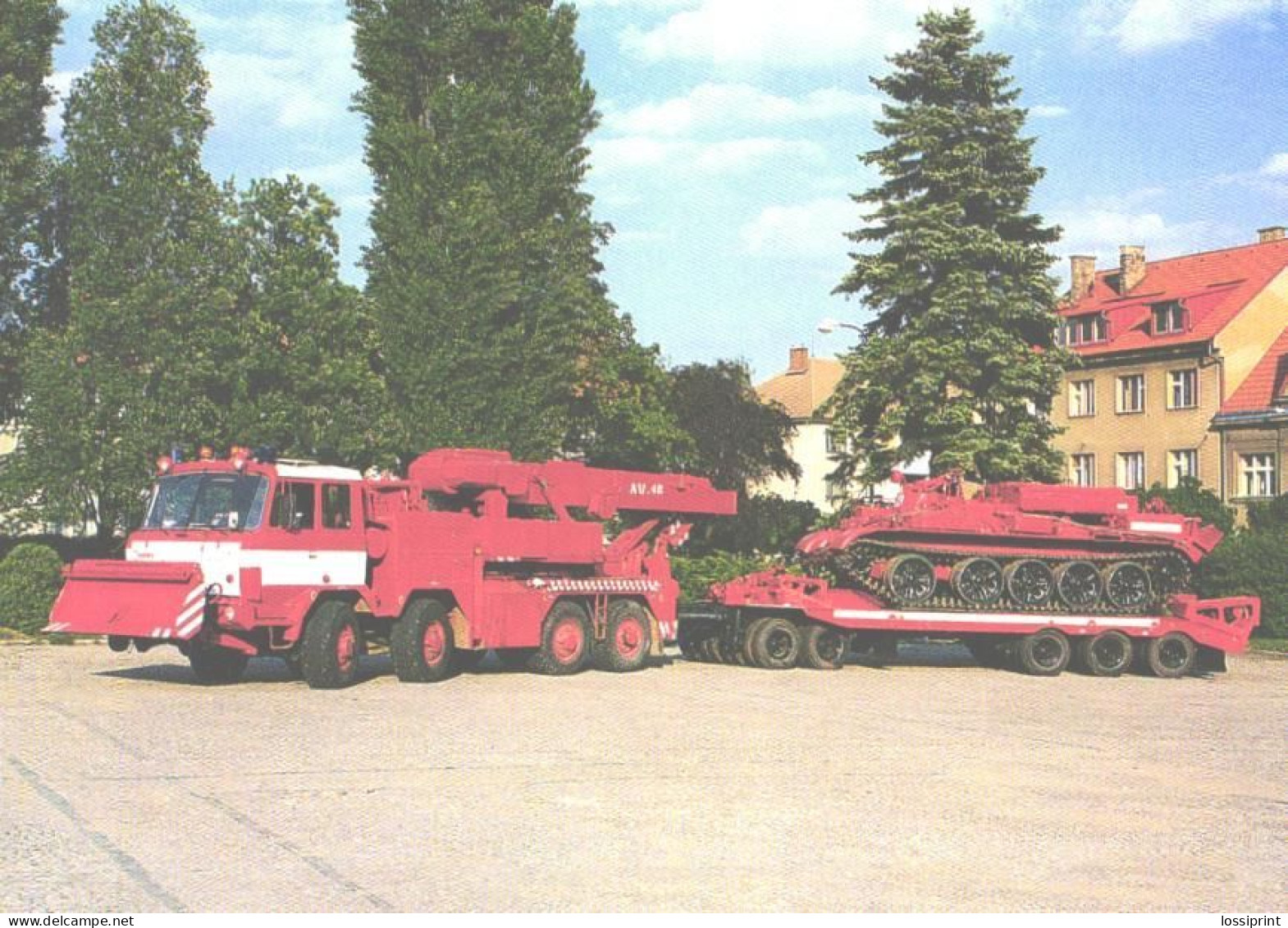 Fire Engine, Heavy Recovery Crane AV-15 On Chassis Tatra 815 8x8, Recovery Tank VT-55 - Transporter & LKW