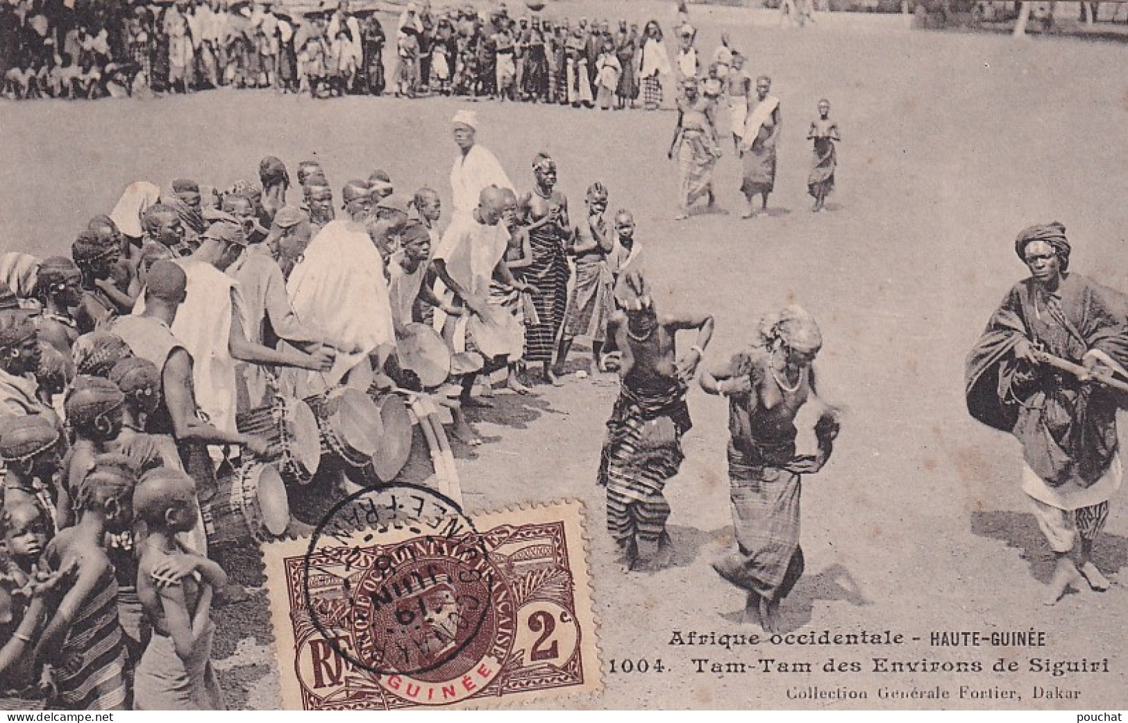 GU Nw- HAUTE GUINEE - TAM TAM DES ENVIRONS DE SIGUIRI - ANIMATION - MUSICIENS ET DANSEUSES - OBLITERATION 1908 - Afrika